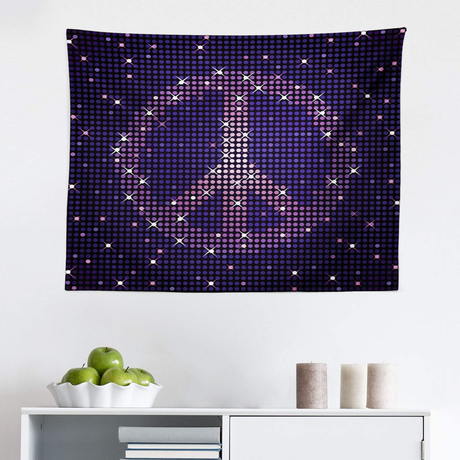 Ambesonne Bohemian Wall Tapestry - Purple Hippie Peace Sign Design, 28