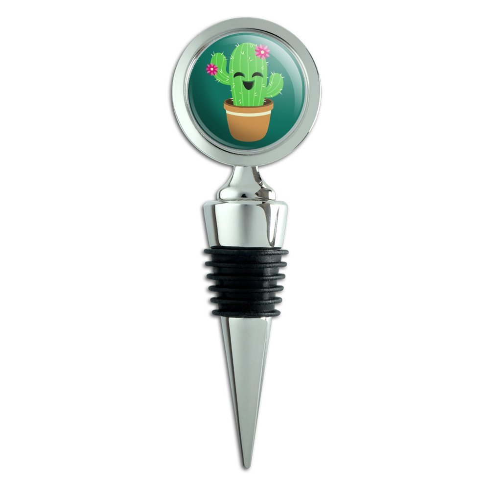 Adorable Cactus in Pot with Pink Flowers - Decorative Wine Bottle Stopper for Kitchen, Bar & Home Decor | Perfect for Gifts, Parties & Wine Lovers