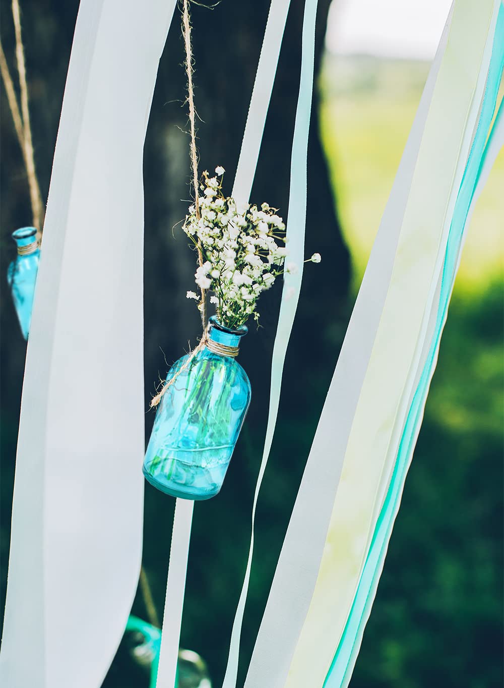 Serene Spaces Living 6-Piece Small Turquoise Medicine Bottle Vases Set for Long Stem Flowers - Perfect for Home Decor, Wedding Centerpieces & Boho Chic Interior Design
