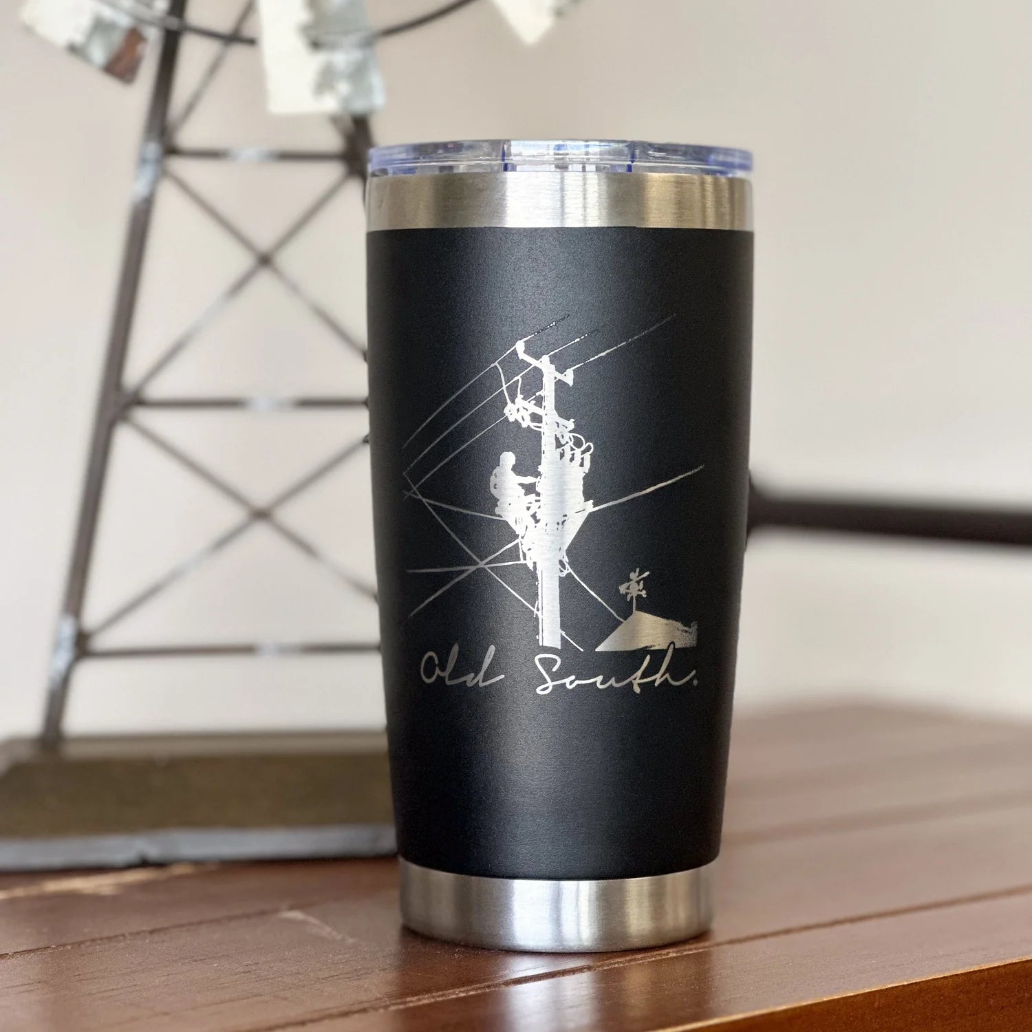 20oz Insulated Lineman Tumbler Cup - Double Wall Vacuum Stainless Steel Electrician Mug - Perfect for Construction Workers, Outdoor Jobs & Daily Commutes | Old South Apparel