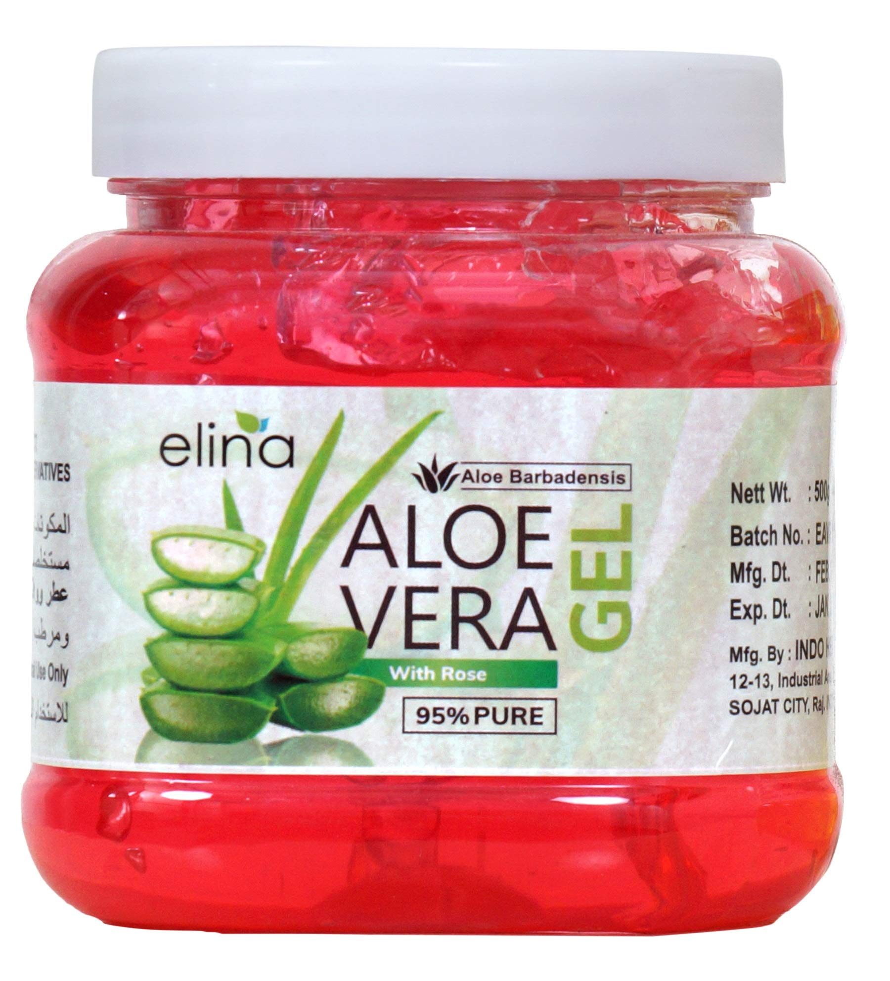 100% Pure & Natural Aloe Vera Gel for Skin & Hair Care - 500g Rose Scented - Hydrating, Soothing & Healing Gel for Sunburn, Acne, Dry Skin & Hair Growth
