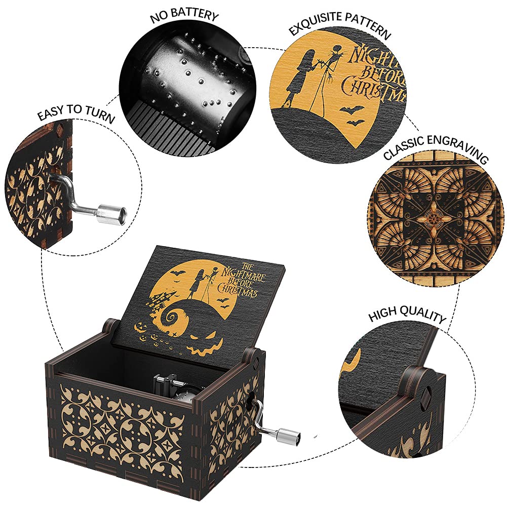 Tvoip Halloween Wooden Hand Crank Musical Box - 'You Are My Sunshine' Music Box for Birthday, Christmas & Anniversary Gifts - Perfect Present for Dad, Mom, Son & Daughter - Charming Home Decor (Evil Witch Design) - Great for Halloween Parties, Nursery Room Decor & Romantic Surprises