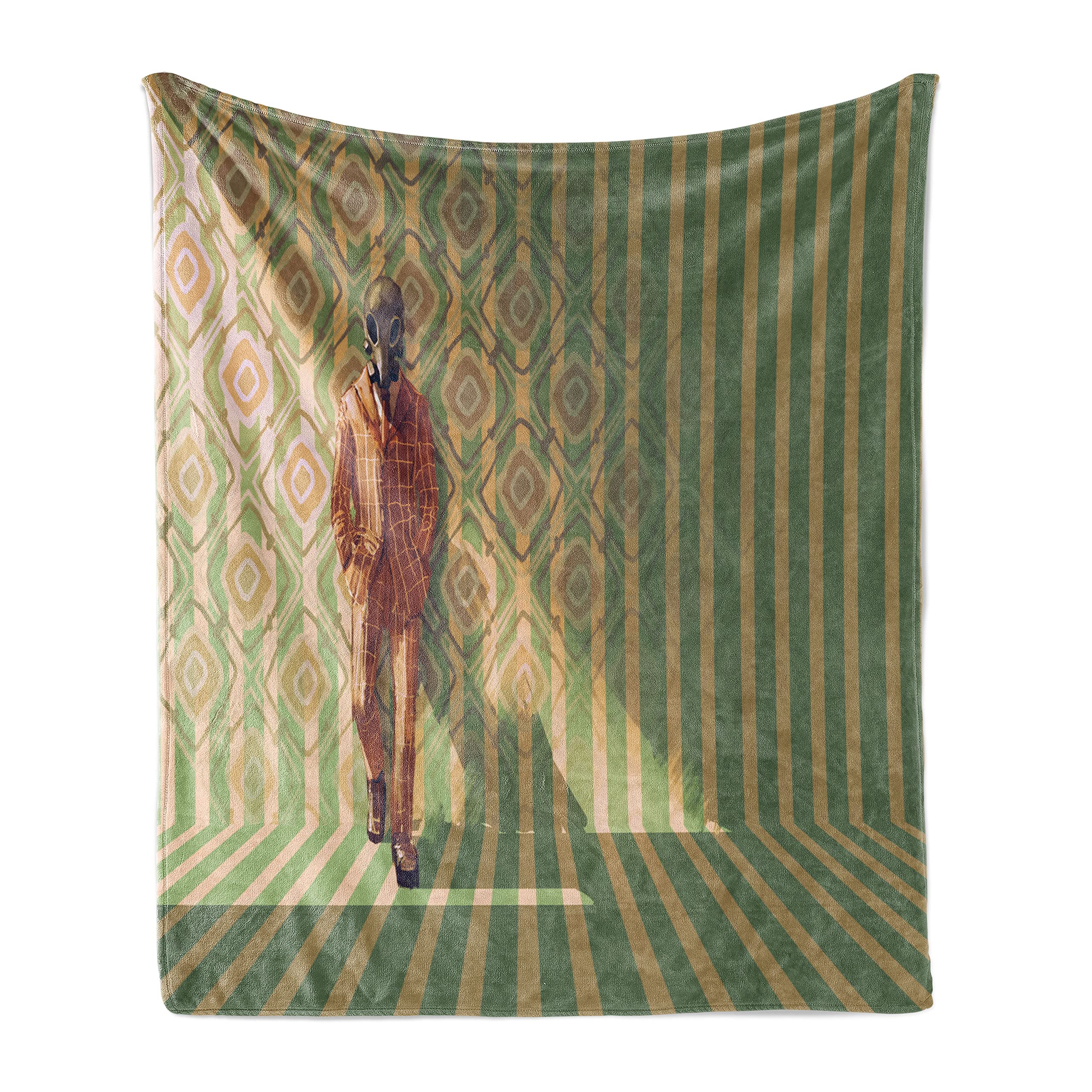 Ambesonne Fantasy Throw Blanket - Retro Style Suit Man Art Fleece Blanket, 50