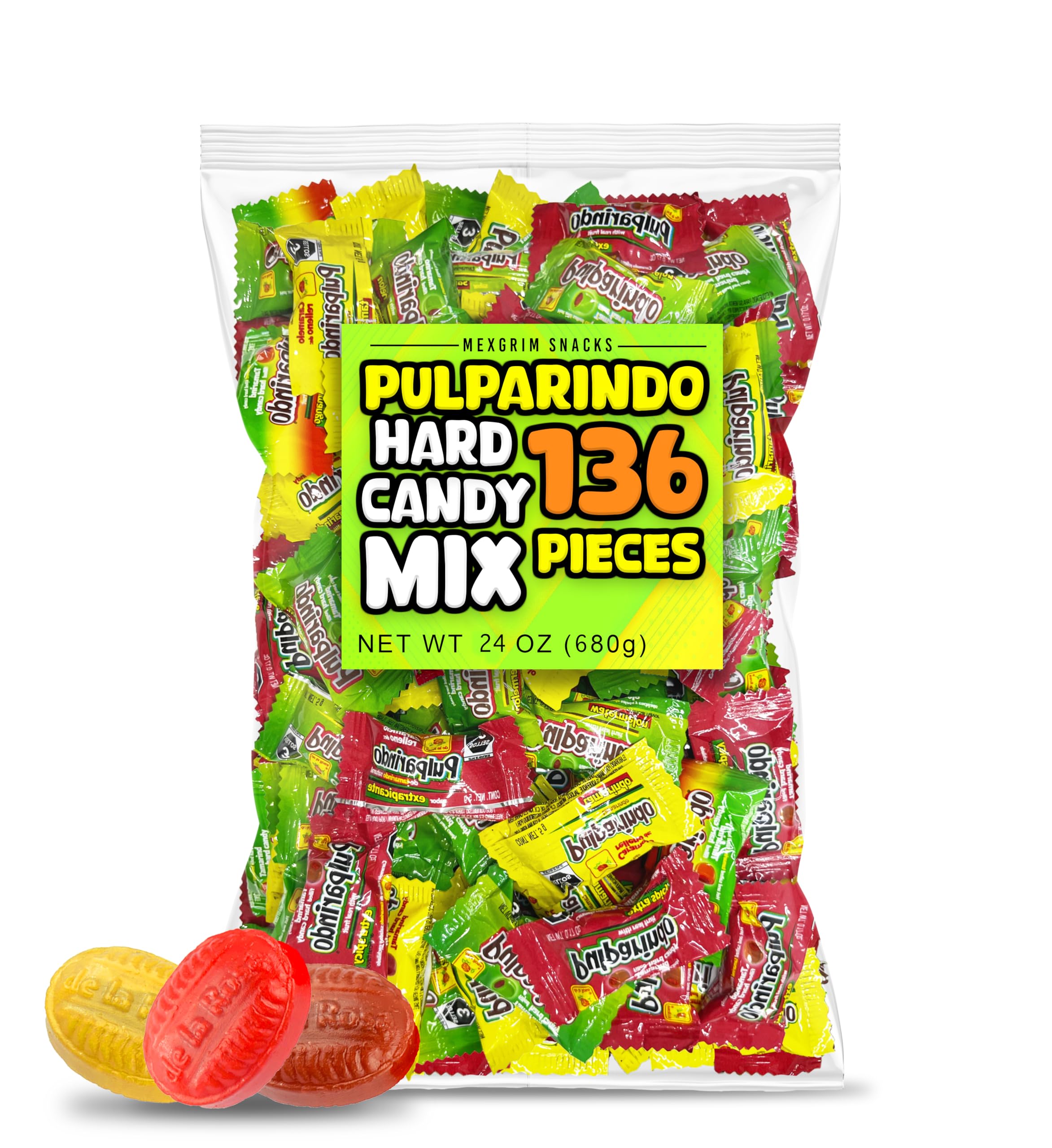Mexican Hard Candy Variety Pack - 136 Count Bulk Assortment | Pulparindo, Dulces Mexicanos | Individually Wrapped Tamarind, Mango, Watermelon & Spicy Chamoy Flavors | Piñata Party Supplies, Office Snacks & Movie Treats