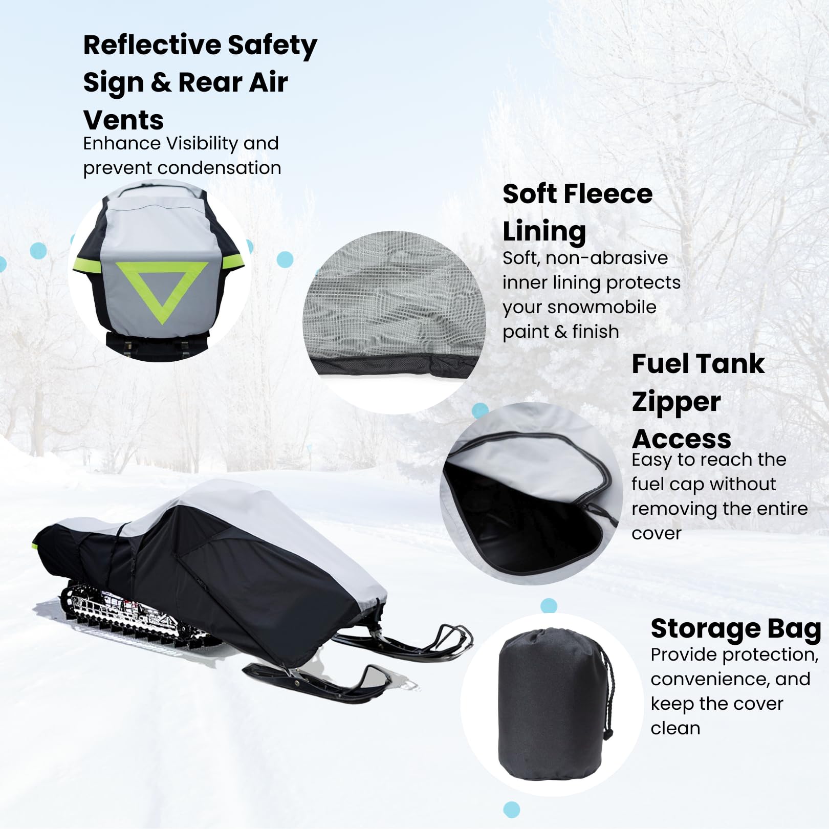 Heavy Duty SnowShield Snowmobile Cover - Waterproof & Trailerable Storage Cover for Youth Snowmobiles up to 80