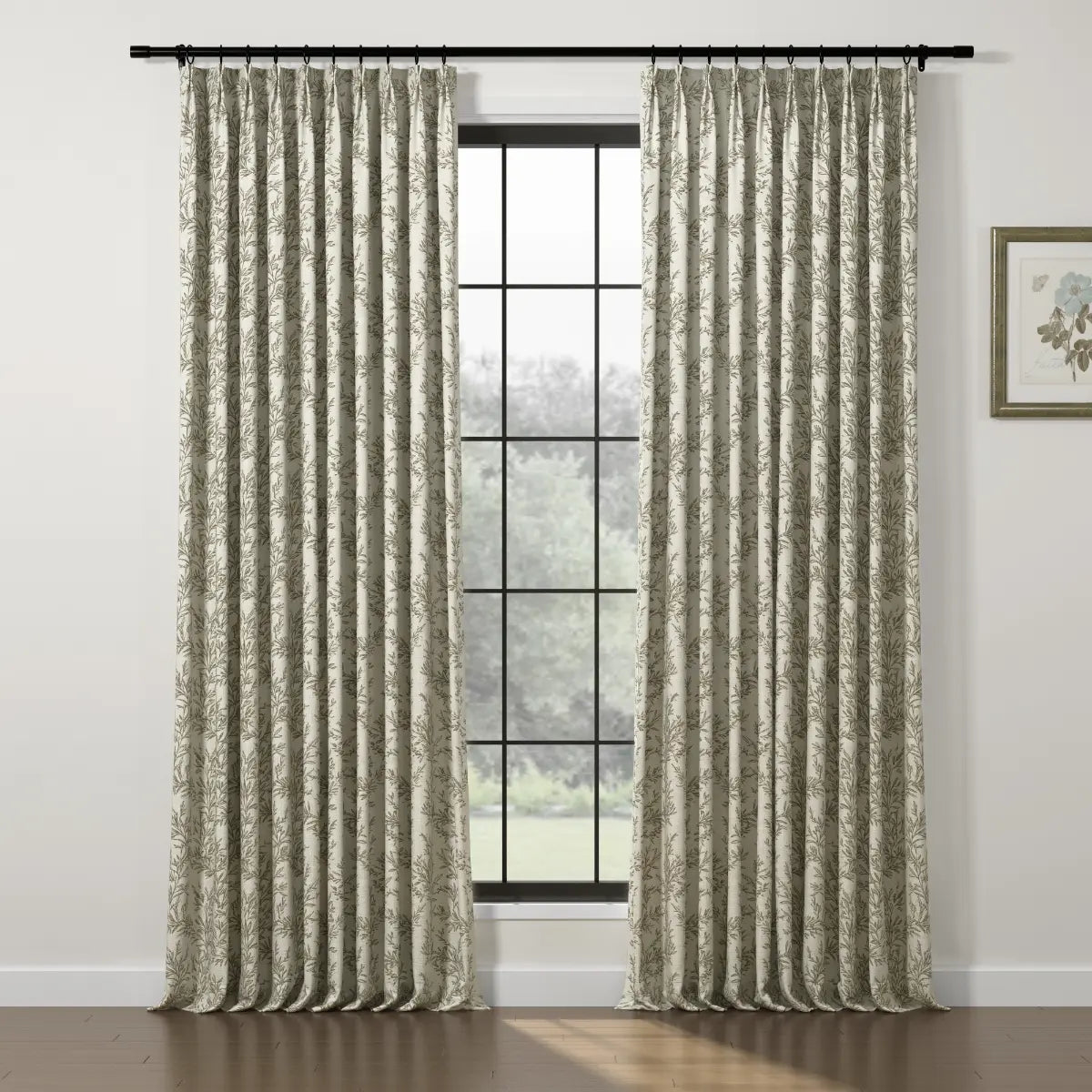 Elegant Sara Le Print Linen Drapery Pleated Curtains - Soft Textured Window Treatments for Living Room & Bedroom Decor