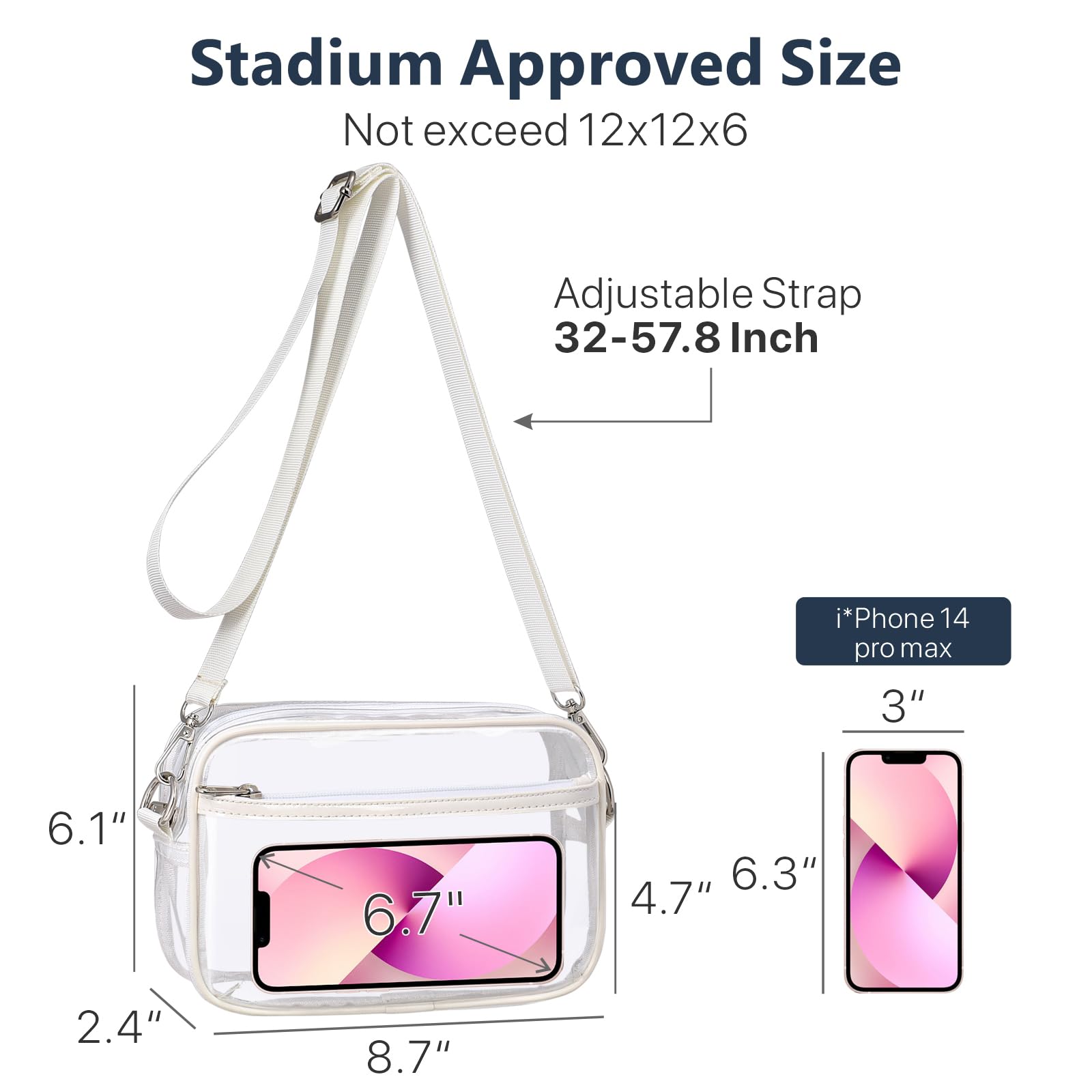 Clear Stadium Approved Crossbody Bag for Women - PACKISM Transparent Purse for Concerts, Sports, Game Day & Events | Perfect for NFL Games, Music Festivals & Theme Park Adventures
