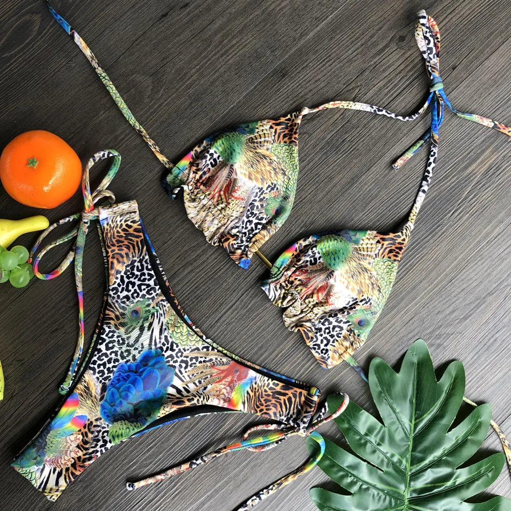 **10 Colors Sexy Push Up Bikini Set for Women - Halter Brazilian Thong Swimsuit Beachwear - Perfect for Pool, Beach, Vacation & Summer Outfits**