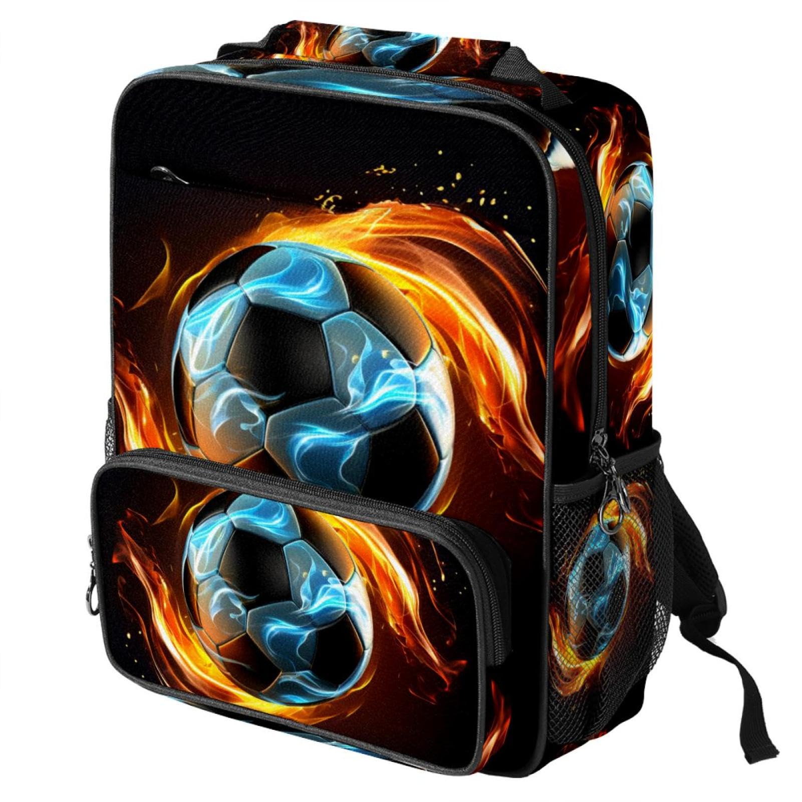 Best Travel Backpack for Men & Women - Durable Flaming Football Design - Perfect for Hiking, Gym & Daily Commute