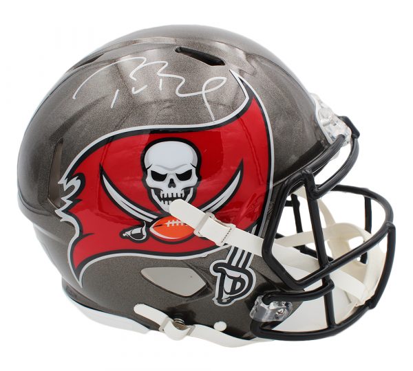 Tom Brady Signed Tampa Bay Buccaneers Speed Full Size NFL Helmet - Authentic Collectible Football Memorabilia for Fans and Sports Enthusiasts - Perfect for Display in Man Cave, Sports Bar, or Home Office