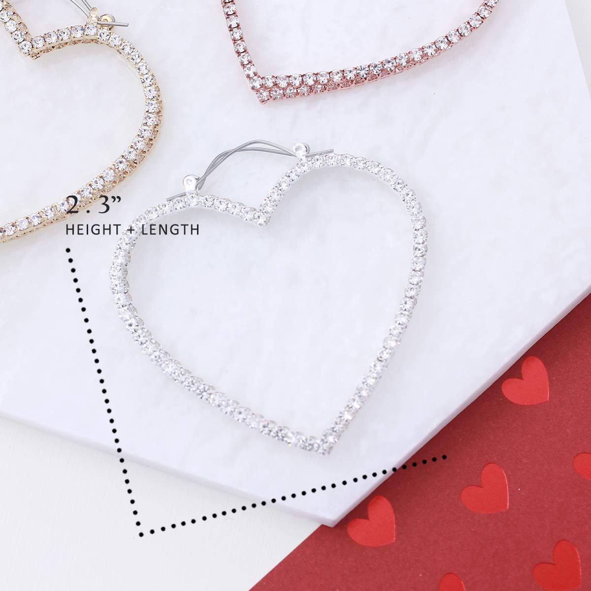 Sparkling Rhinestone Crystal Heart Hoop Earrings for Women - Elegant & Comfortable Fashion Jewelry - Perfect for Parties, Weddings & Everyday Wear - Includes Gift Box
