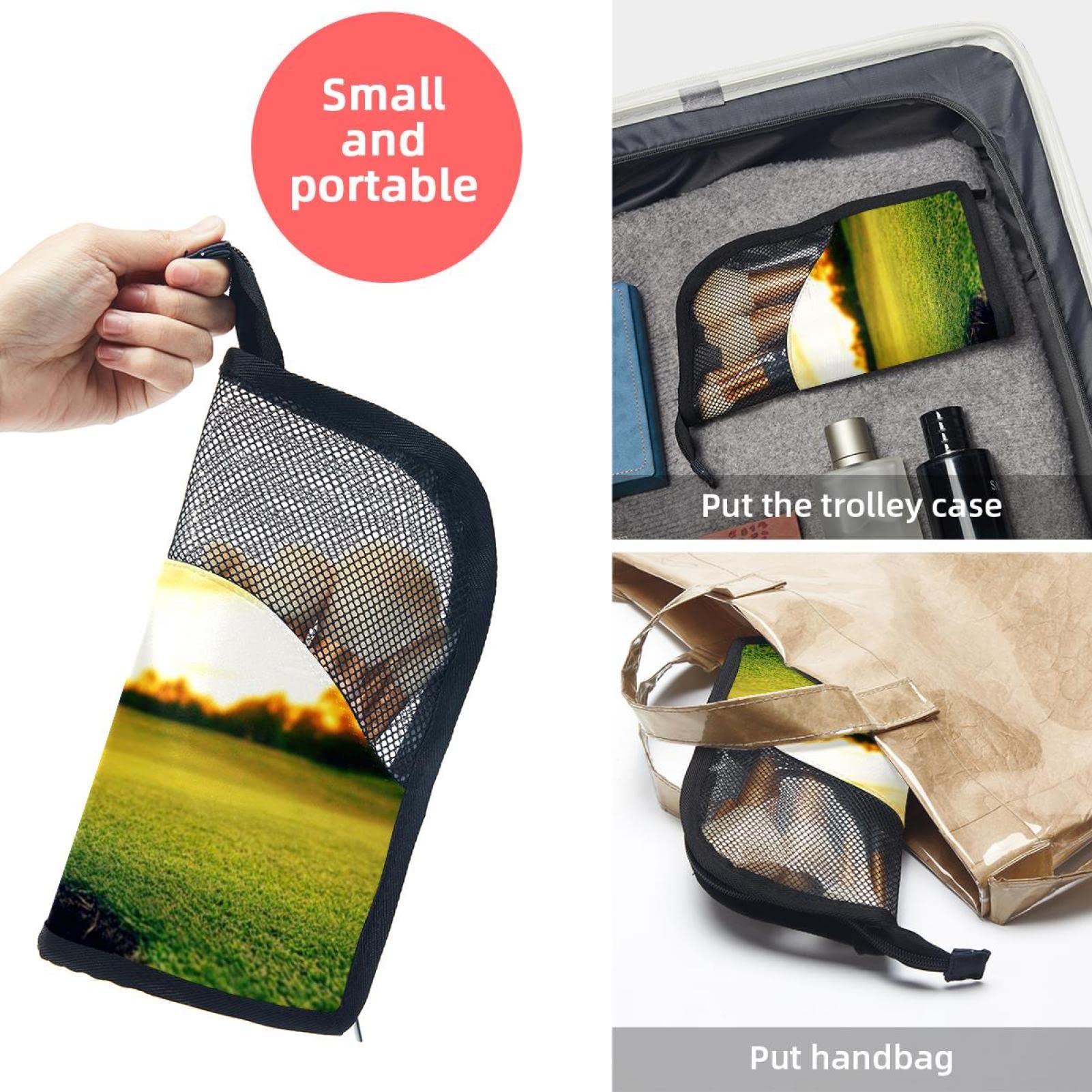 Premium Makeup Brush Organizer Bag with 12 Slots - Portable Cosmetic Brush Holder Case with Baseball Hole & Sunset Design for Travel, Home Vanity, and Professional Makeup Artists