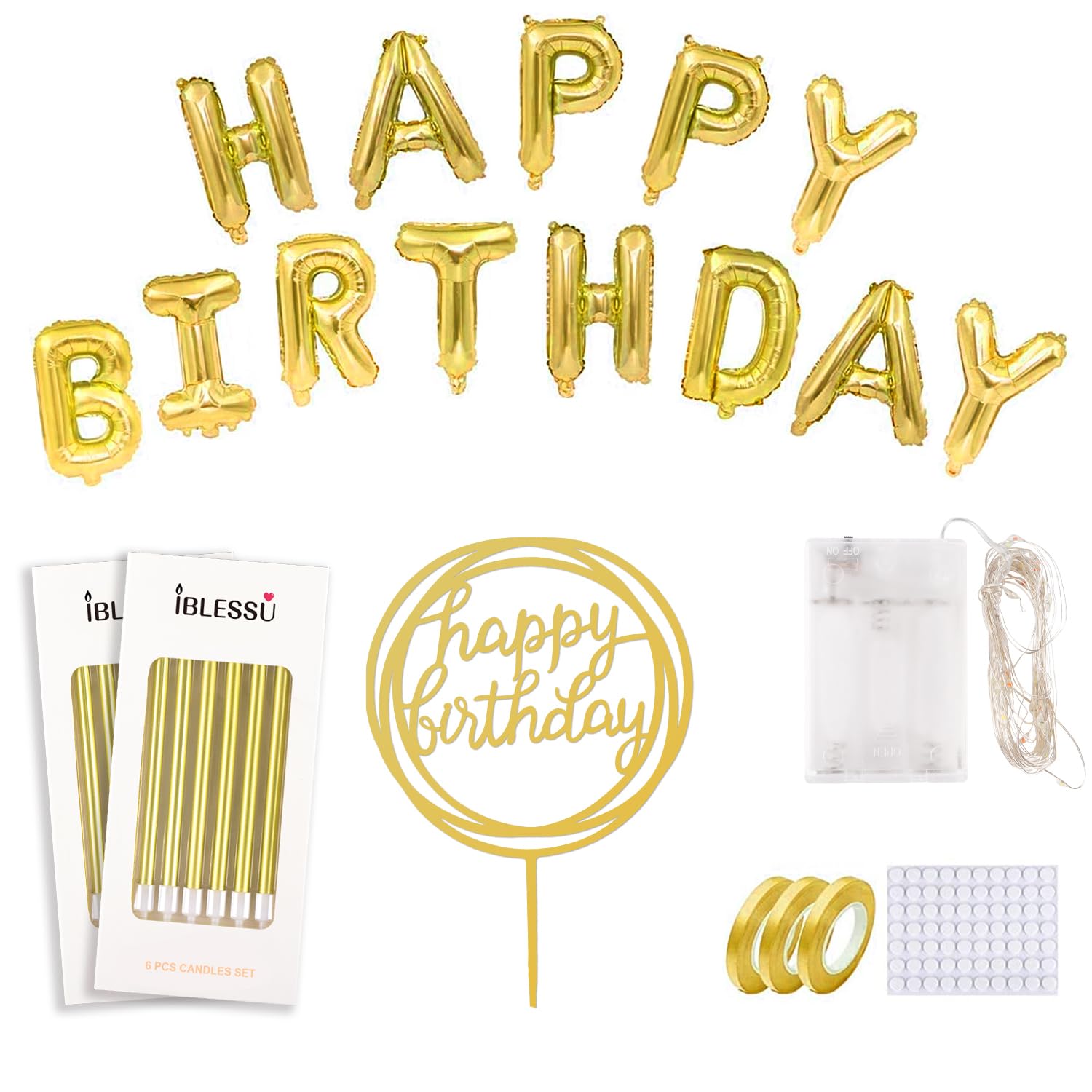 9-Piece Gold Birthday Candles Set - Long Thin Cake Candles with Balloons | Elegant Cake Topper for Birthday & Wedding Decorations | Perfect for Party, Anniversary, and Celebration Cakes