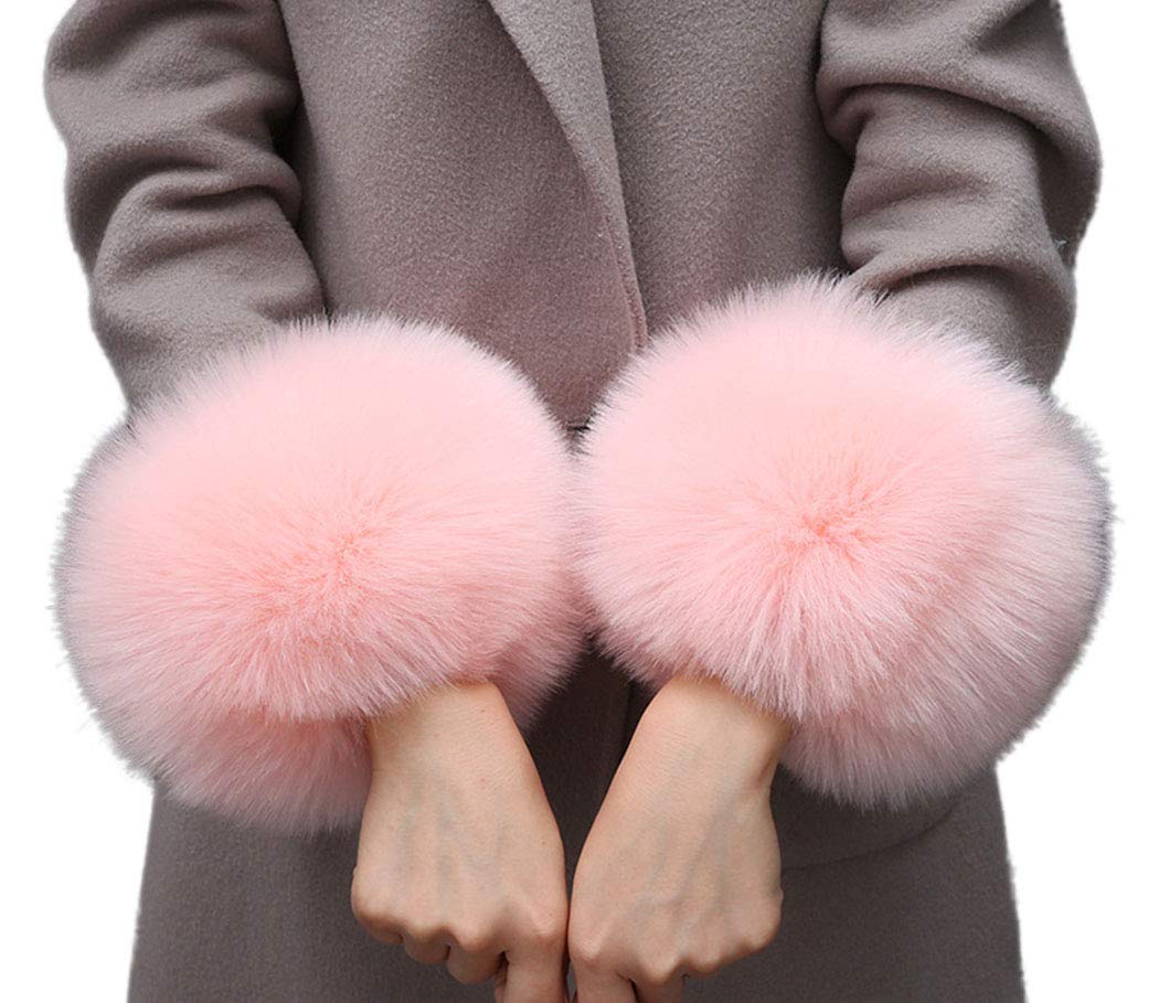 Women's Winter Faux Fur Arm Warmers - Soft Fuzzy Wrist Cuffs & Hand Warmers for Cold Weather - Perfect for Office, Outdoor Activities & Fashion Accessories
