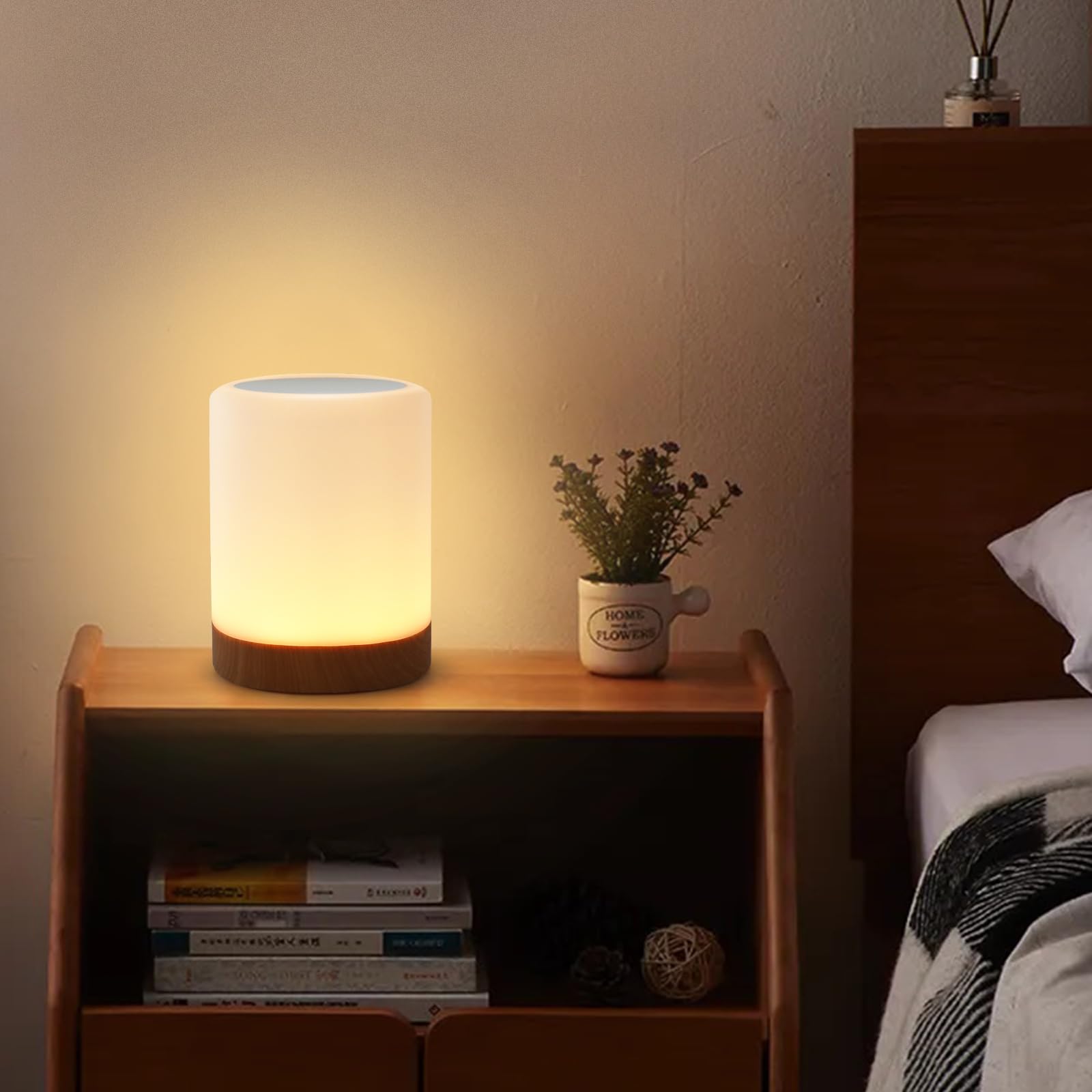 RGB Touch Bedside Lamp - 256 Color Changing & 3 Warm White Dimmable LED Night Light with USB Charging, Rechargeable Kids/Baby Bedroom Lamp for Nursery, Bedside Table, Dorm Room & Home Decor