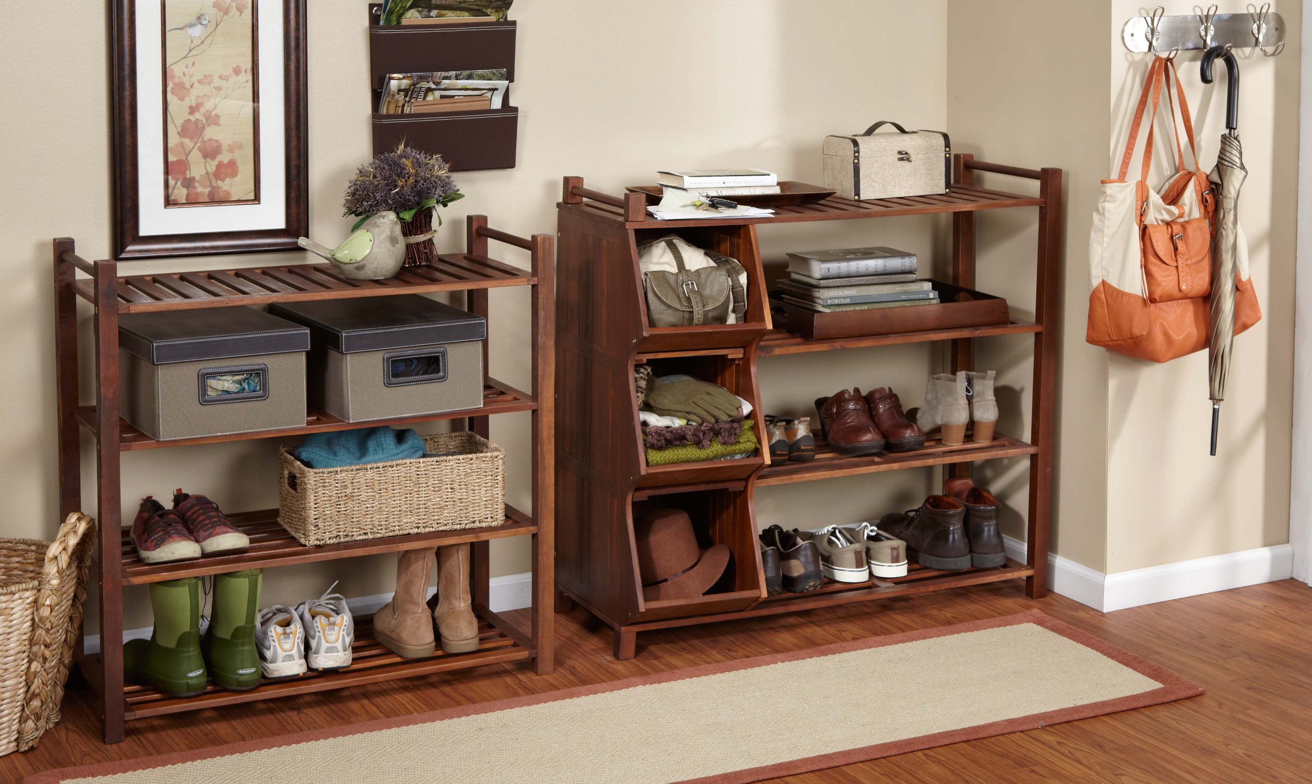 Merry Products SLF0020110000 4-Tier Outdoor Storage Rack & Shoe Organizer - Perfect for Entryway, Garage, and Patio Organization