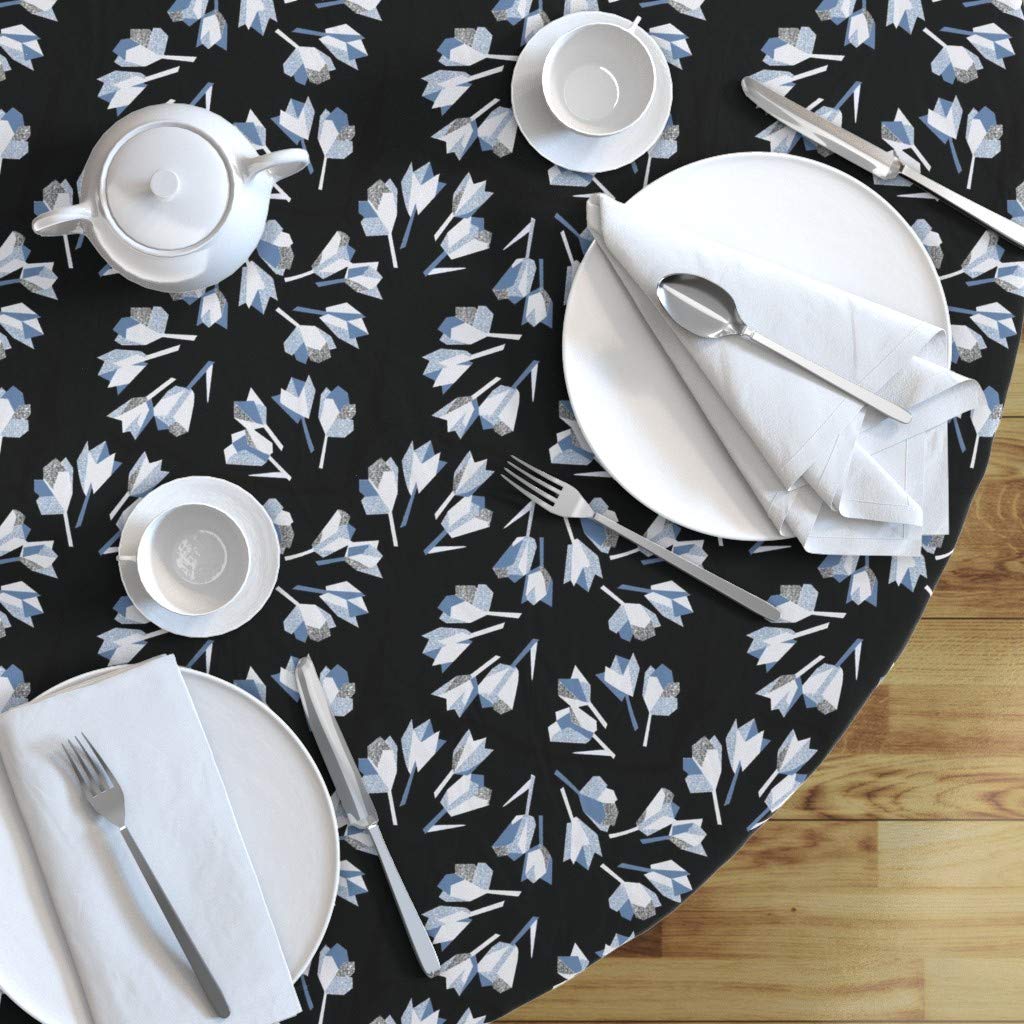 Custom Art Deco Japanese Retro Floral Tulips Abstract Tablecloth - 90