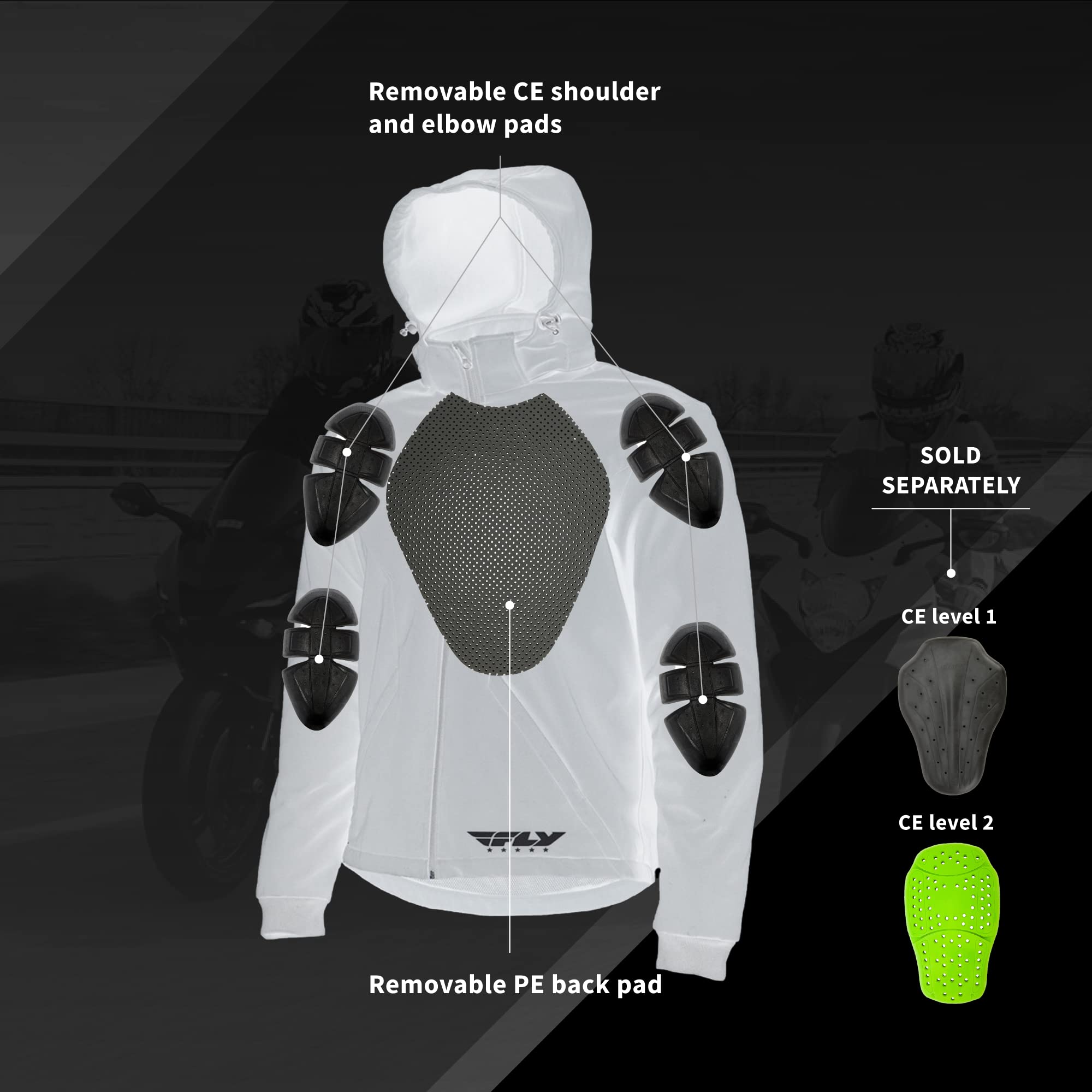 Fly Racing Street Armored Tech Hoodie - Men's Motorcycle Jacket with CE Armor (Small) - Perfect for Urban Riding & Commuting