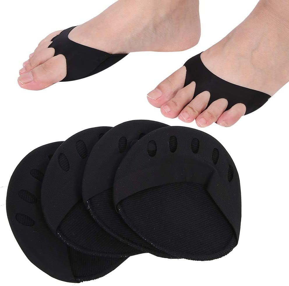 Luxula 5-Toe Anti-Sleep Pain Relief Socks - Breathable Forefoot Cushion Pads for Foot Pain Care - Invisible Comfort for Shoes (2 Pairs, Black) - Perfect for Office Work, Travel & Diabetic Foot Comfort
