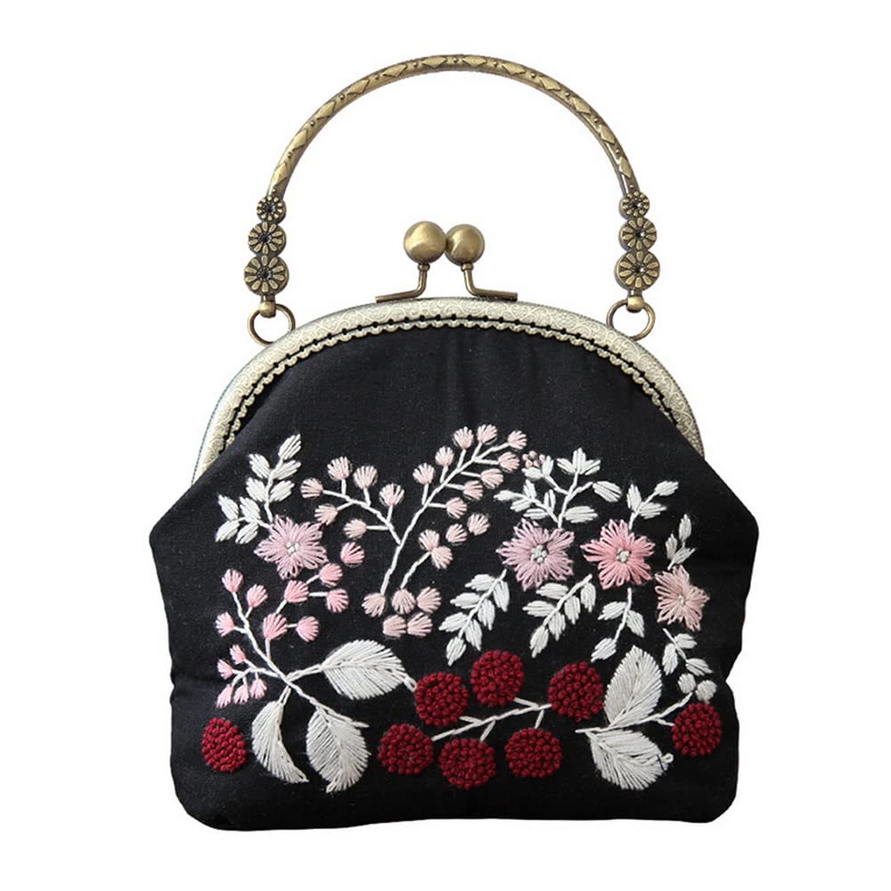 Gogobear DIY Embroidery Coin Purse Kit for Beginners - Complete Starter Set with Clutch Wallet, Thread & Needles - Perfect for Crafting, Gift Making & Fashion Accessories