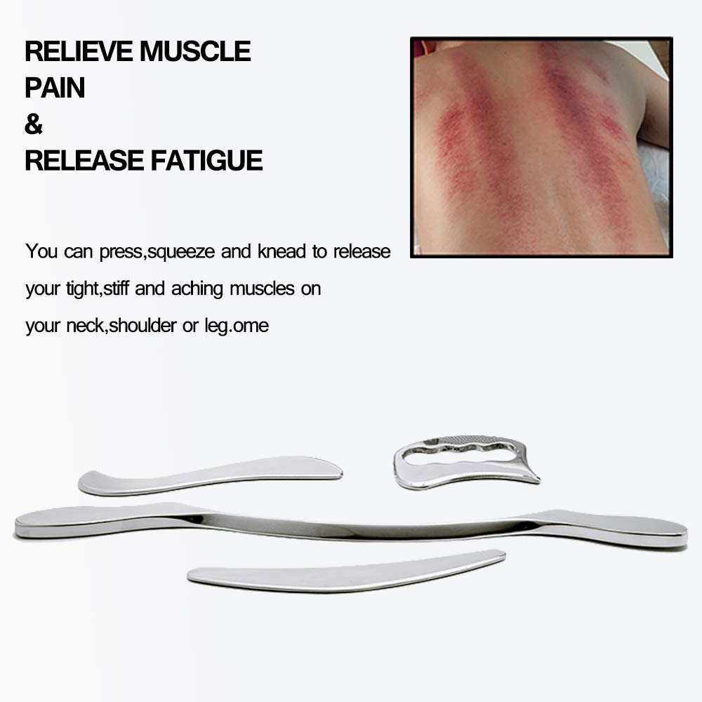 Premium Stainless Steel Gua Sha Scraping Massage Tool Set - IASTM Therapy Tools for Deep Tissue Relief & Muscle Recovery | Perfect for Facial Massage, Body Sculpting & Pain Management at Home or Spa