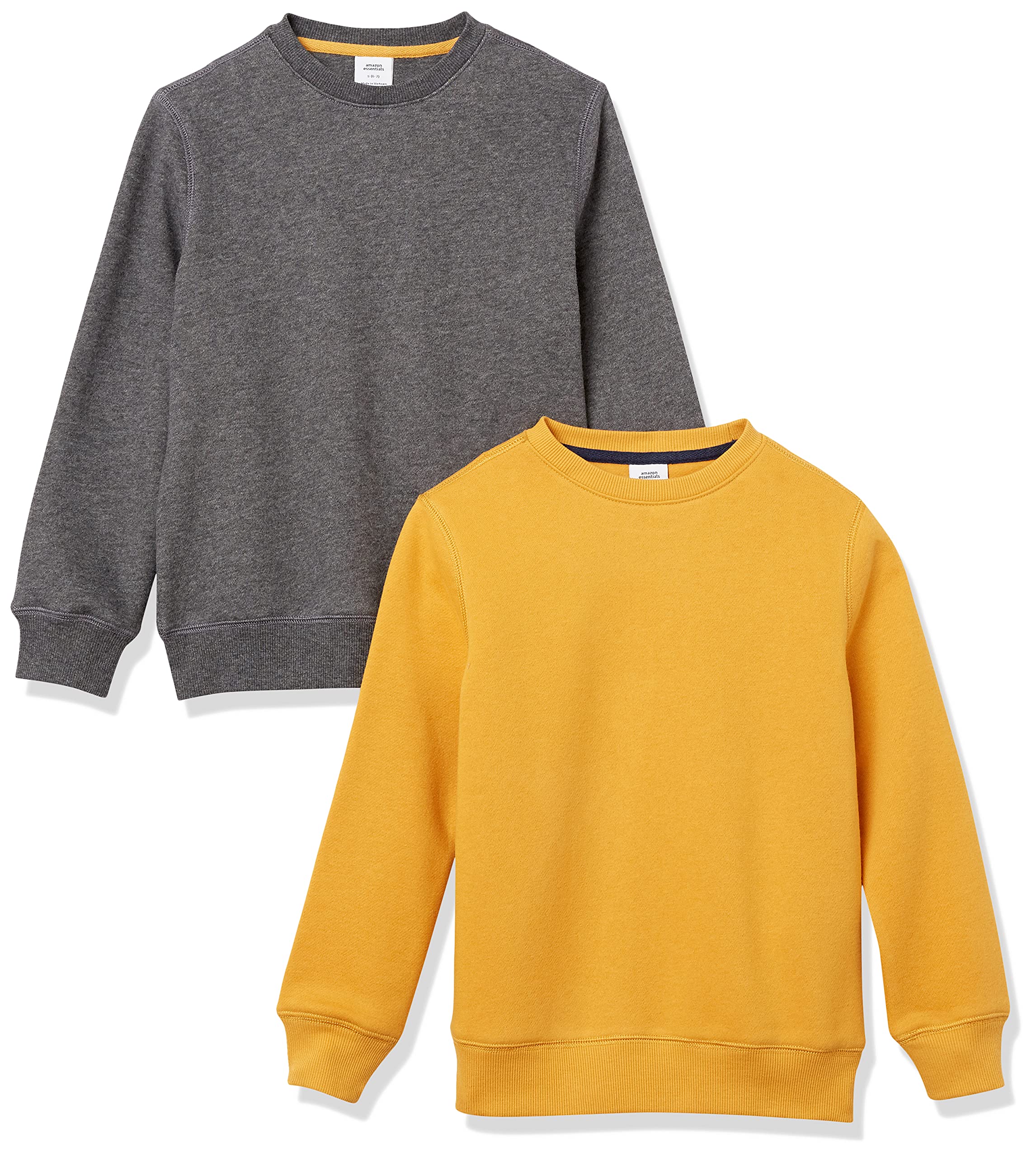 Amazon Essentials Boys and Toddlers' Fleece Crew-Neck Sweatshirts Multipack - Soft & Warm Kids Pullover for School, Play & Outdoor Activities