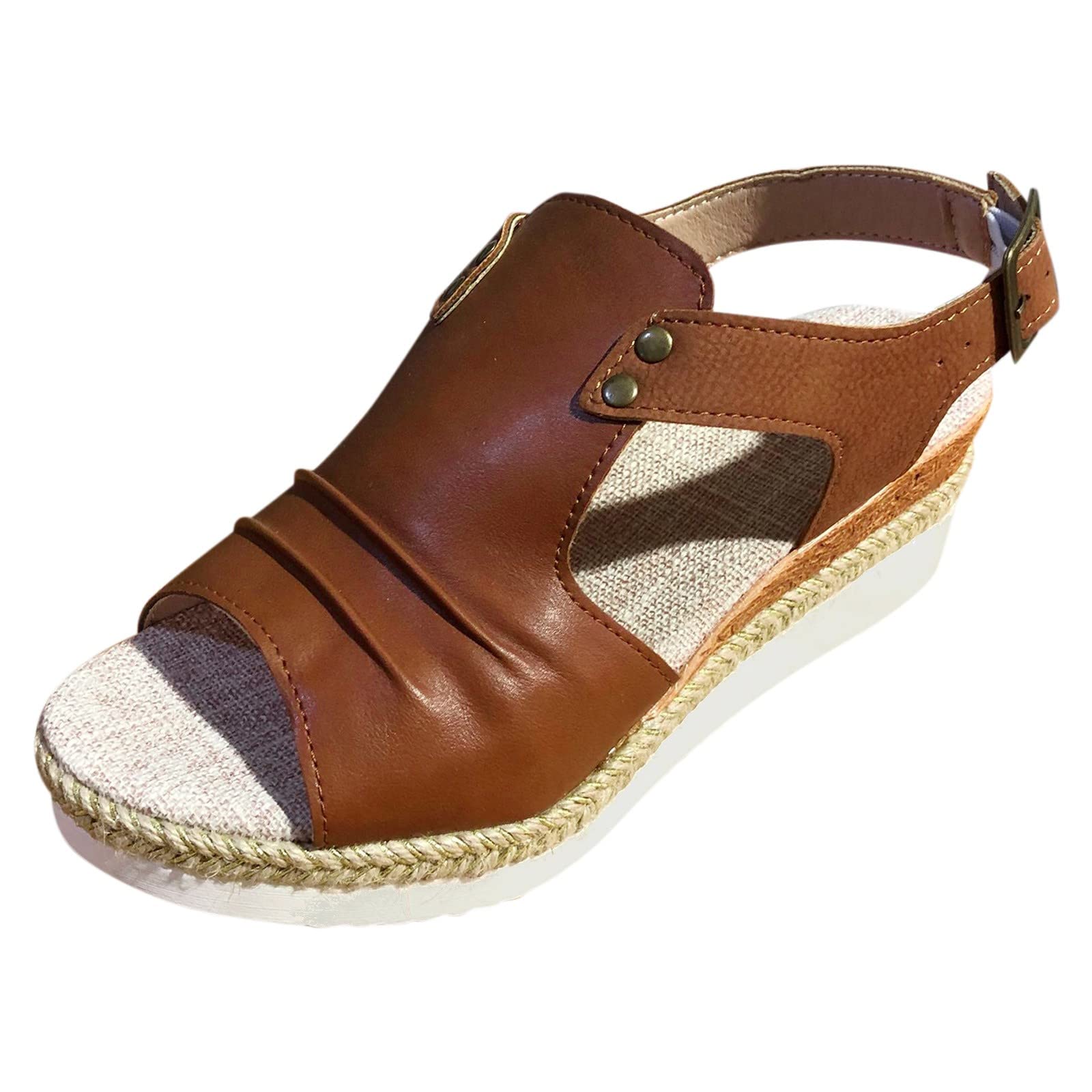 TUQIDEWU Women's Arch Support Sandals 2024 - Comfortable Dressy Platform Sandals with Ankle Strap, Breathable Open Toe Summer Sandals for Walking, Travel & Casual Outfits