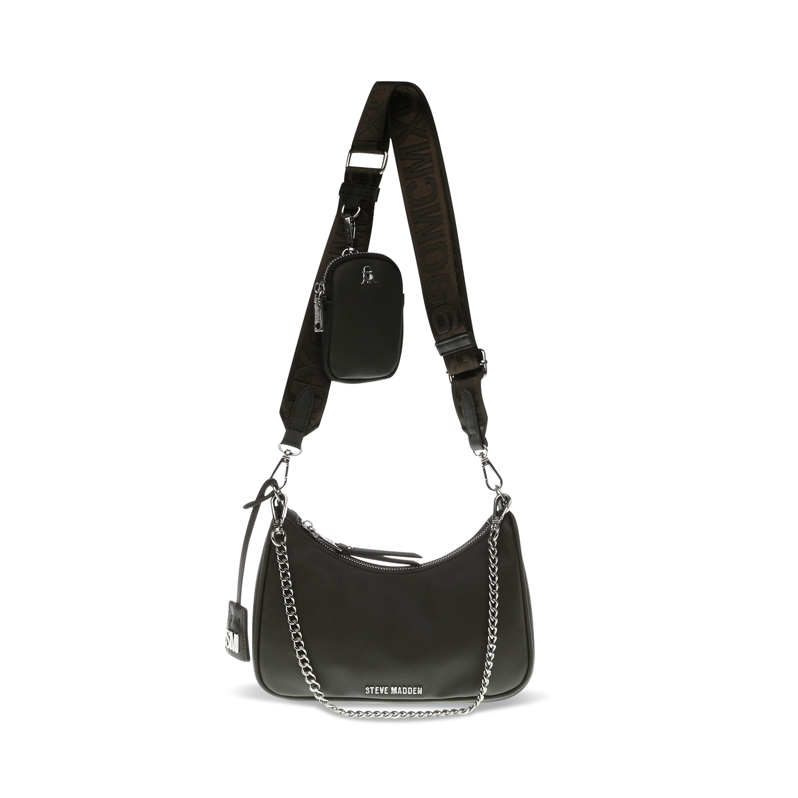 Steve Madden Women's Faux Leather Crossbody Bag with Multiple Pockets - Stylish Purse for Everyday Use, Travel & Shopping