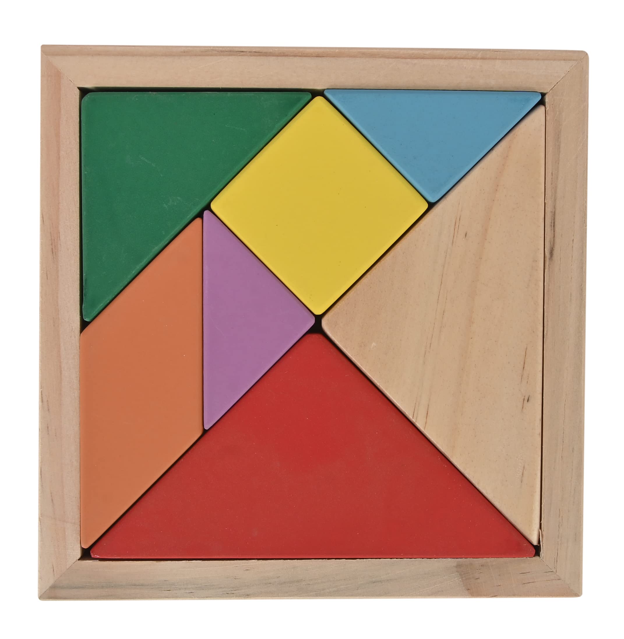 Vibgyor Vibes 7-Piece Wooden Tangram Puzzle Set - Educational Brain Teaser for Kids | STEM Learning Toy for Children's Cognitive Development | Perfect for Classroom, Homeschool & Family Game Night