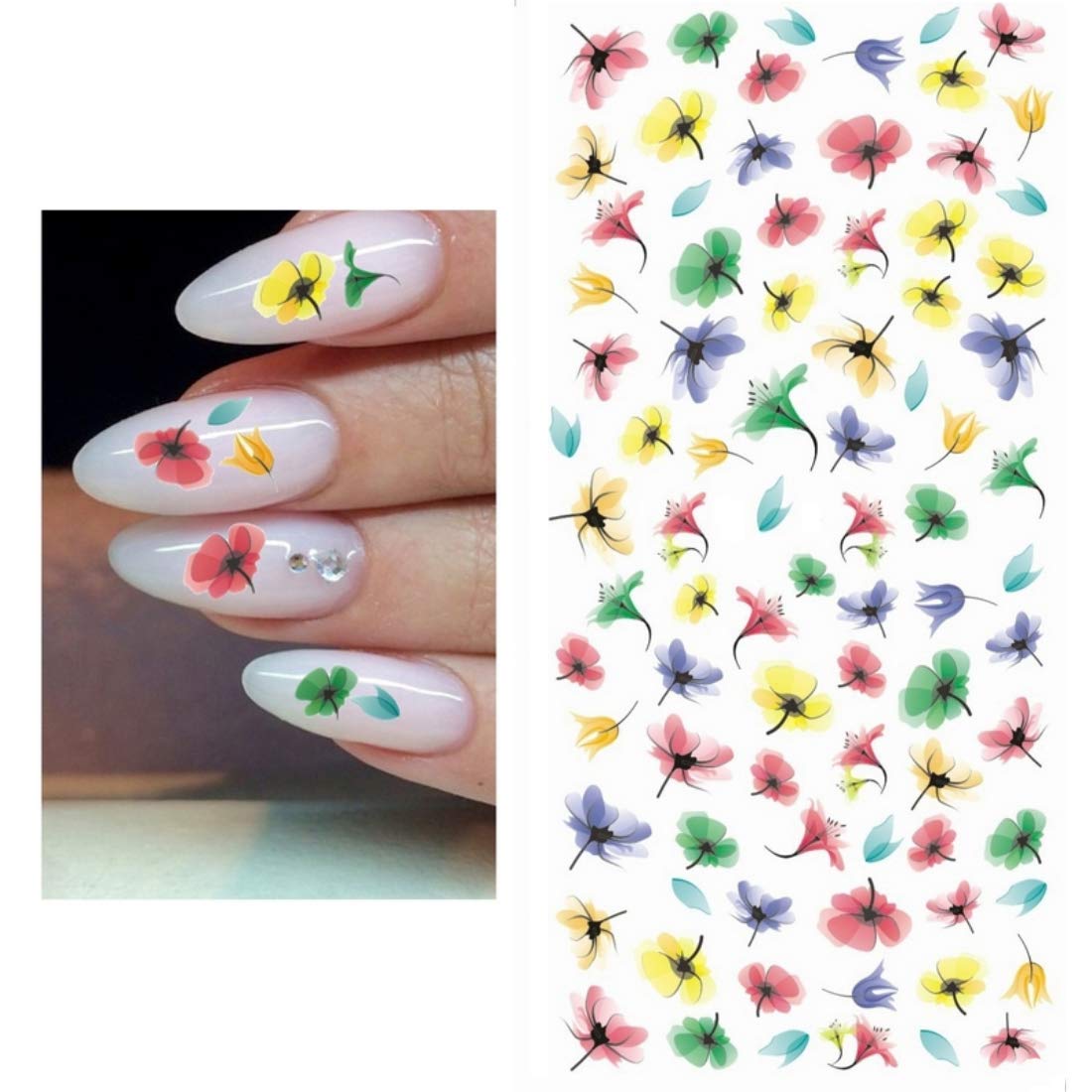 Fantasy Illusion Floral Nail Art Water Transfer Stickers - 12.5x6cm Floral Manicure Decals for DIY Nail Design - Perfect for Parties, Weddings, and Special Occasions