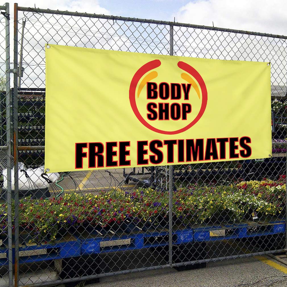 Durable Vinyl Banner 48x96 Inches - Weatherproof Outdoor Business Sign with 8 Grommets (Brown) for Body Shops, Industrial Yards & Commercial Use | Perfect for Advertising, Events & Storefront Displays