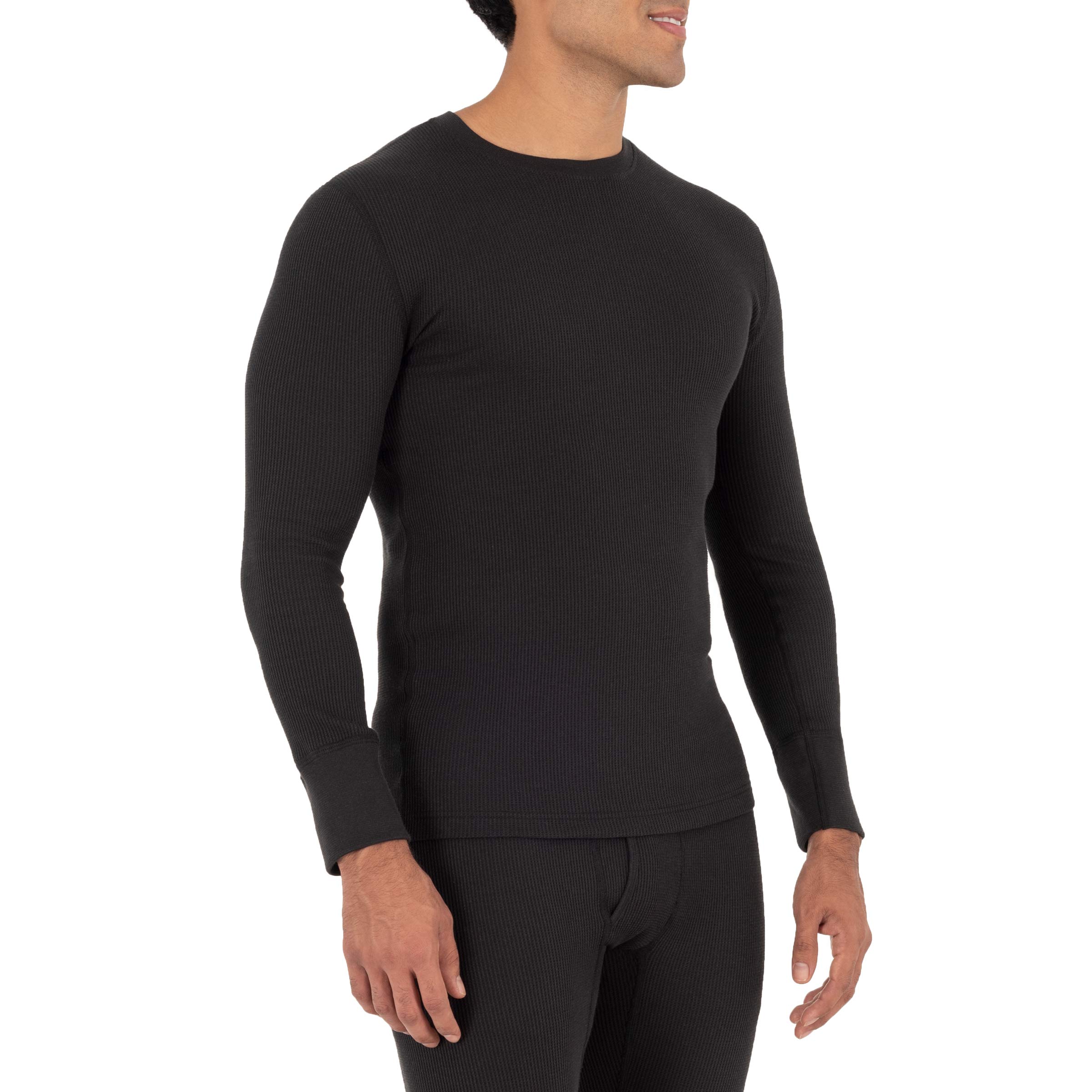 Fruit of the Loom Men's Eco-Friendly Recycled Waffle Thermal Underwear Crew Neck Top - 1 Pack & 2 Pack Options - Warm Base Layer for Winter, Outdoor Activities & Cold Weather Work