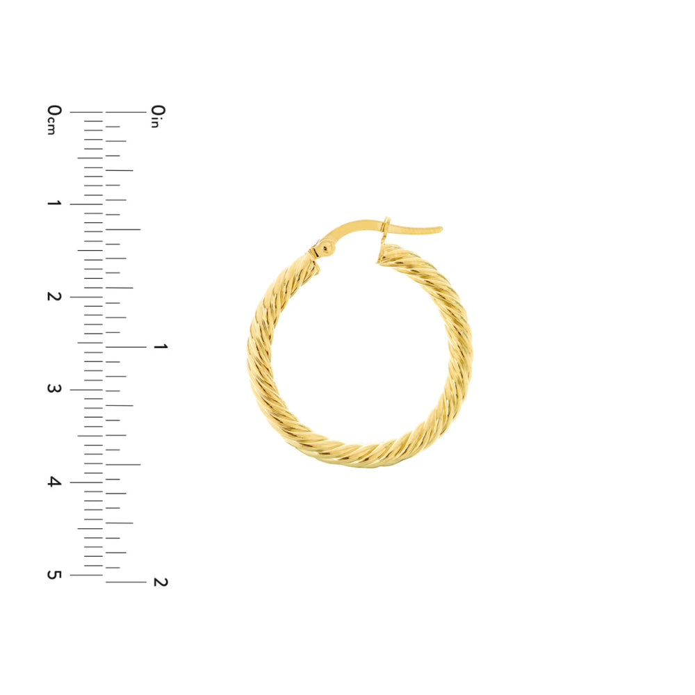 14K Yellow Gold Twisted Hoop Earrings for Women - Elegant Dainty Huggie Hoops - Perfect for Everyday Wear, Date Night & Special Occasions