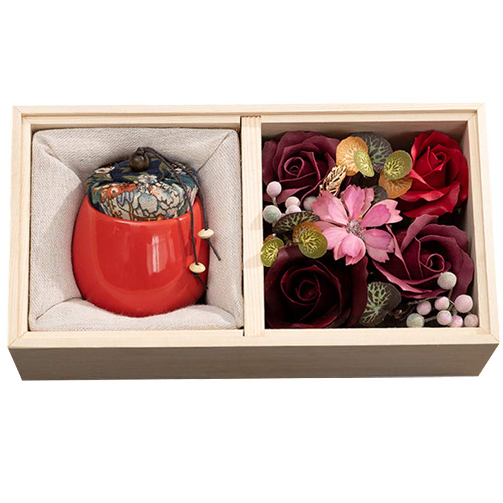 **Aromatherapy Candle Set for Women - Stylish Scented Candle with Soap Flower, Home Decor Gift for Mother's Day, Birthday, Relaxation & Spa Night (Red)**
