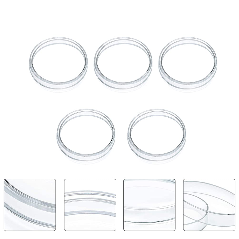 5pcs High Borosilicate Glass Petri Dishes with Lids - 90mm Diameter for Cell Culture, Microbiology, School Science Projects & Lab Experiments - Ideal for Bacteria Growth, Plant Tissue Studies & Classroom STEM Activities
