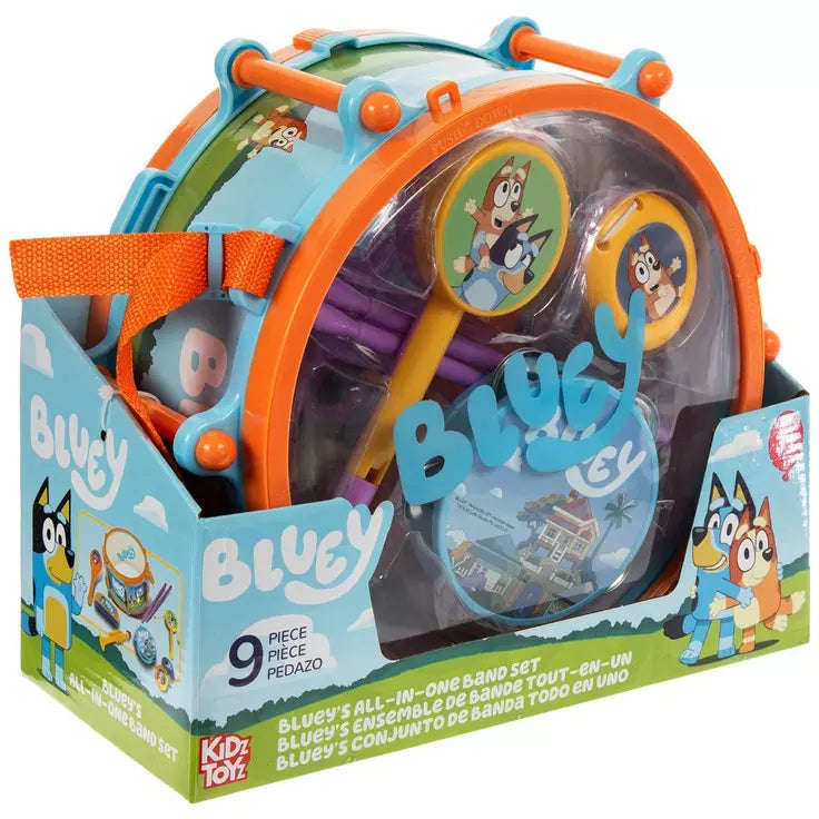 Bluey 9-Piece Kids Musical Instrument Set - Colorful Toy Band Kit for Children's Pretend Play & Early Music Education | Perfect for Birthday Gifts, Classroom Activities & Family Fun