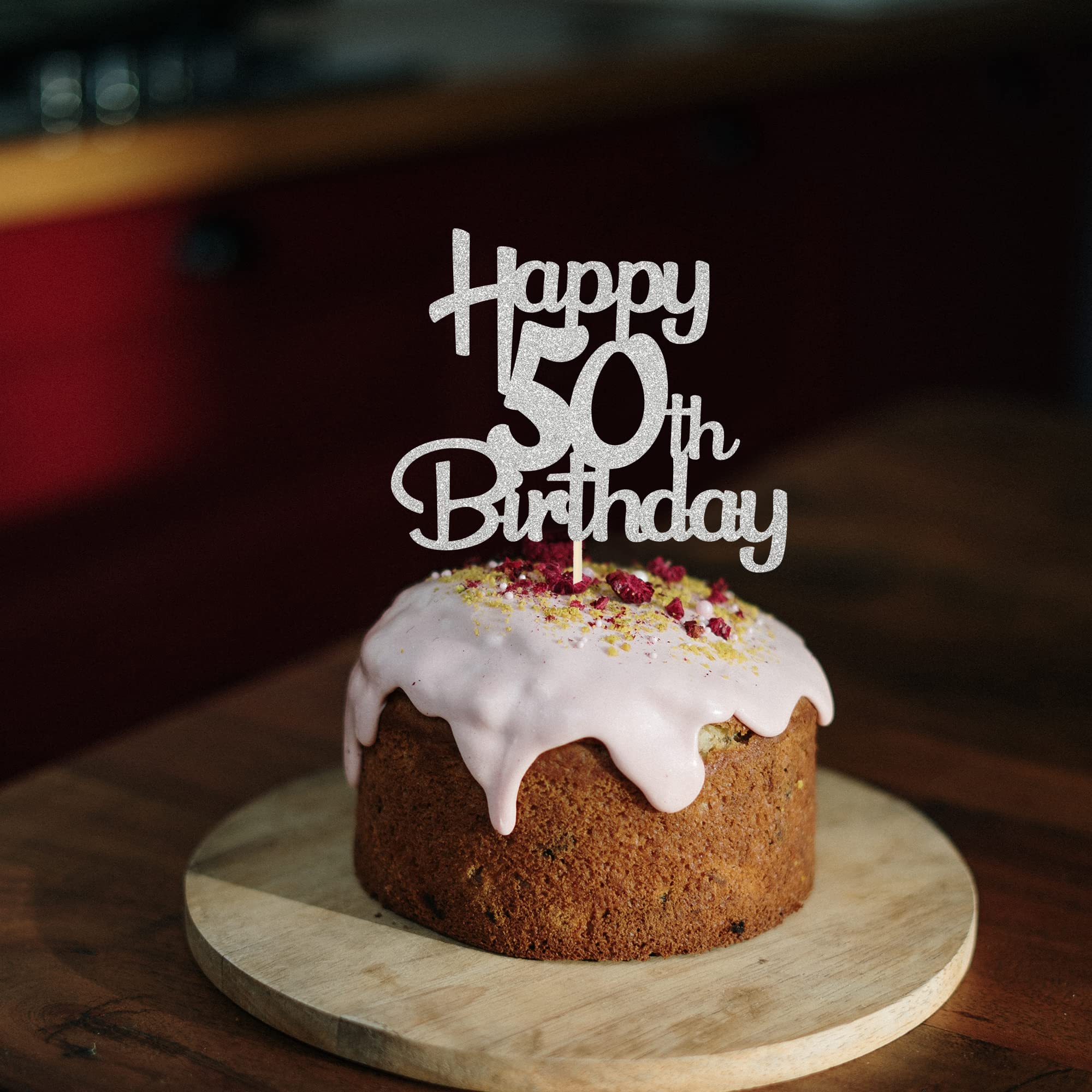 50th Birthday Cake Topper - Silver Glitter 50 Cake Decorations for Women & Men - Cheers to 50 Fabulous Party Supplies - 1 Pack - Perfect for Anniversary, Retirement & Milestone Celebrations