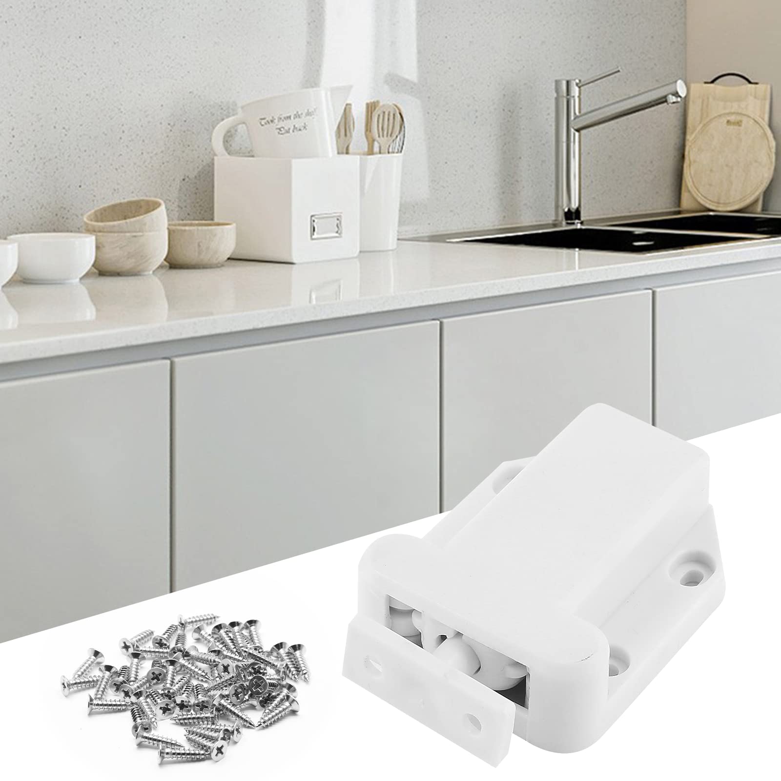 8 PCS Self-Locking Push Latches - Automatic Pop-Up Cabinet Locks for Drawers, Cupboards & Bedroom Furniture | Safe Touch Latch Hardware for Easy Cabinet Access | Perfect for Kitchen, Bathroom & Office Storage Organization