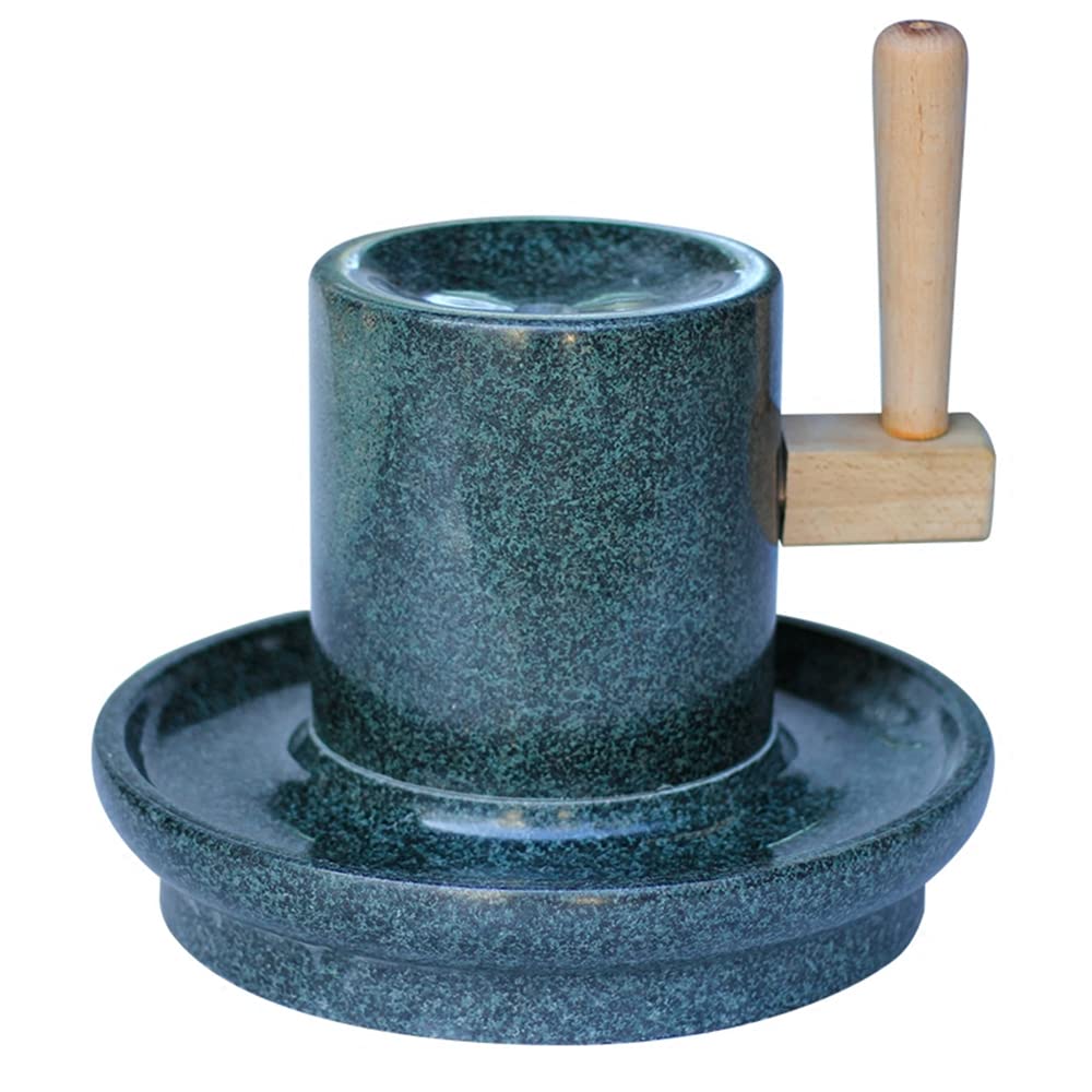 Premium Handmade Natural Granite Stone Mill - Bluestone Grinder for Tea, Coffee Beans & Pepper (8.7-9.8 Inches) - Perfect for Kitchen, Camping & Gourmet Cooking