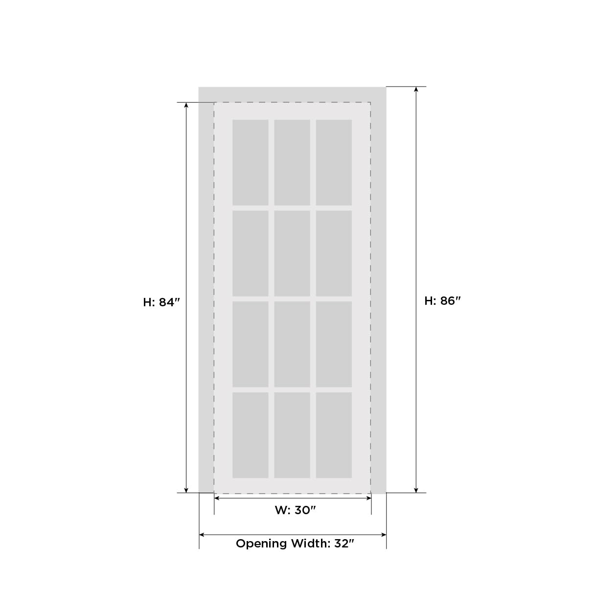 Lucia 31 Matte White 3-Panel Interior Door 30