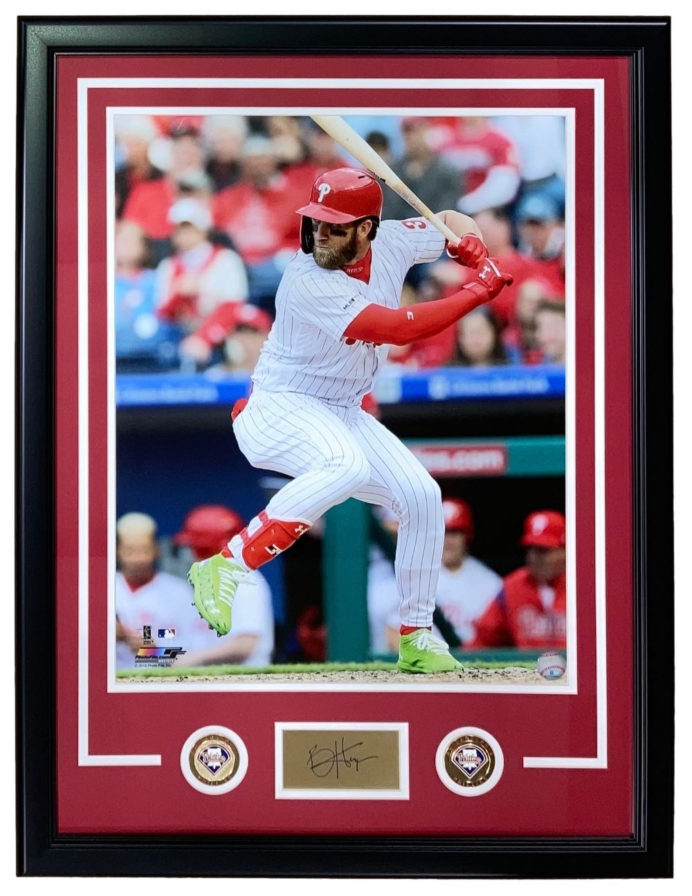Bryce Harper Framed 16x20 Philadelphia Phillies Autographed Photo with Laser Engraved Signature - Perfect for Sports Memorabilia Collectors and Phillies Fans Home Decor