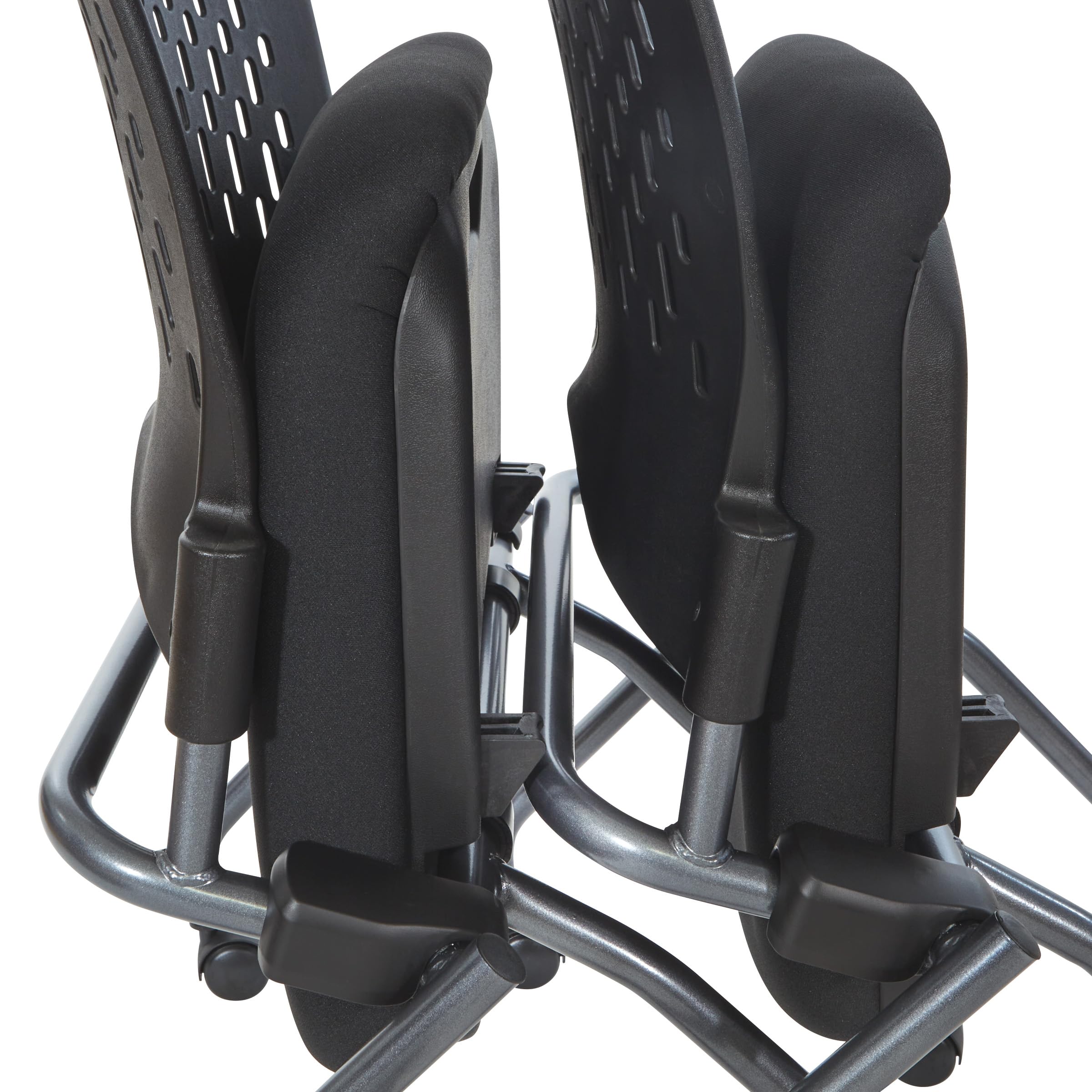 Office Star Deluxe Ventilated Plastic Wrap Around Back Folding Nesting Chair 2-Pack with Coal FreeFlex Fabric - Perfect for Office, Conference Rooms, Events & Home Use