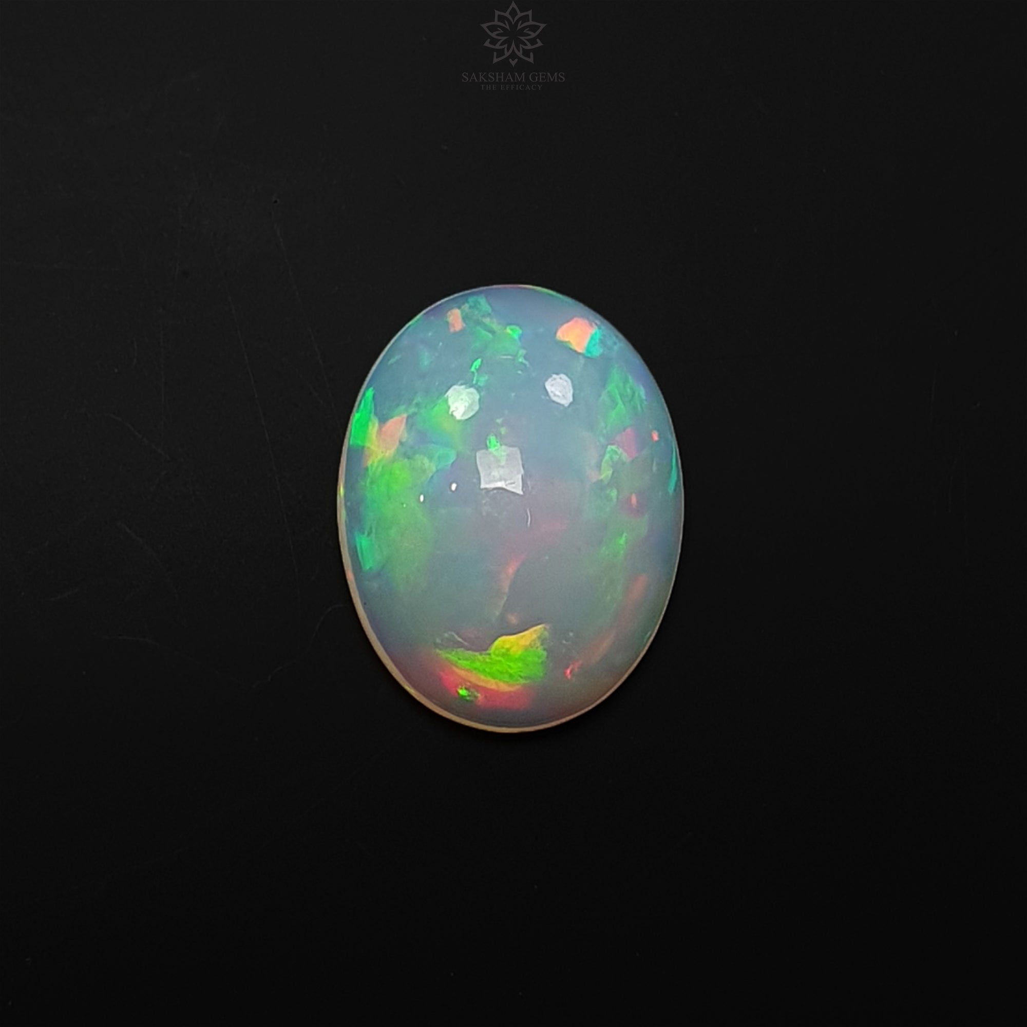 Natural Ethiopian White Opal Gemstone Cabochon - 8.60cts Untreated Oval Shape (19x15mm) for Jewelry Making, Rings & Pendant Necklaces | Handcrafted Ethical Opal Stone for Engagement, Wedding & Special Occasion Gifts