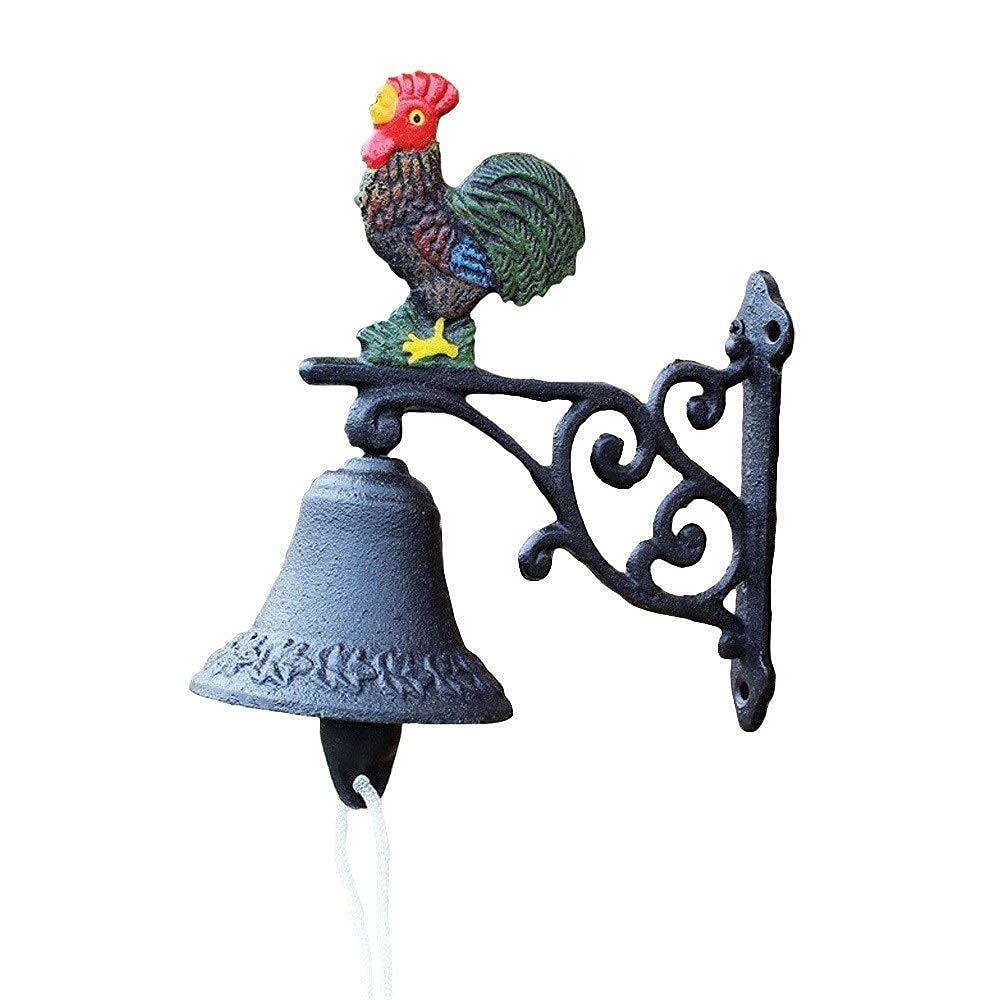 Heavy Duty Cast Iron Wall Hanging Bell - Vintage Style Manual Shake Doorbell for Garden, Home & Patio Decor - Rustic Welcome Sign & Outdoor Wall Art Decoration (Perfect for Farmhouse, Cottage & Porch Decor)
