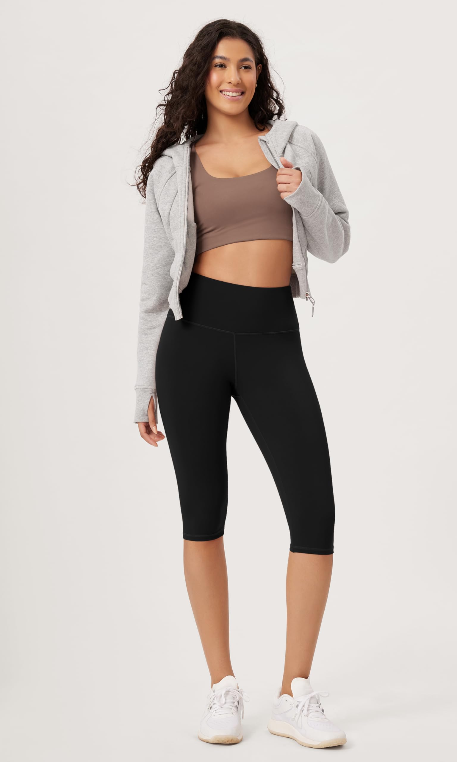 ODODOS ODLEX 2-Pack High Waist Knee Length Workout Capris for Women - Tummy Control Athletic Running Yoga Leggings (14