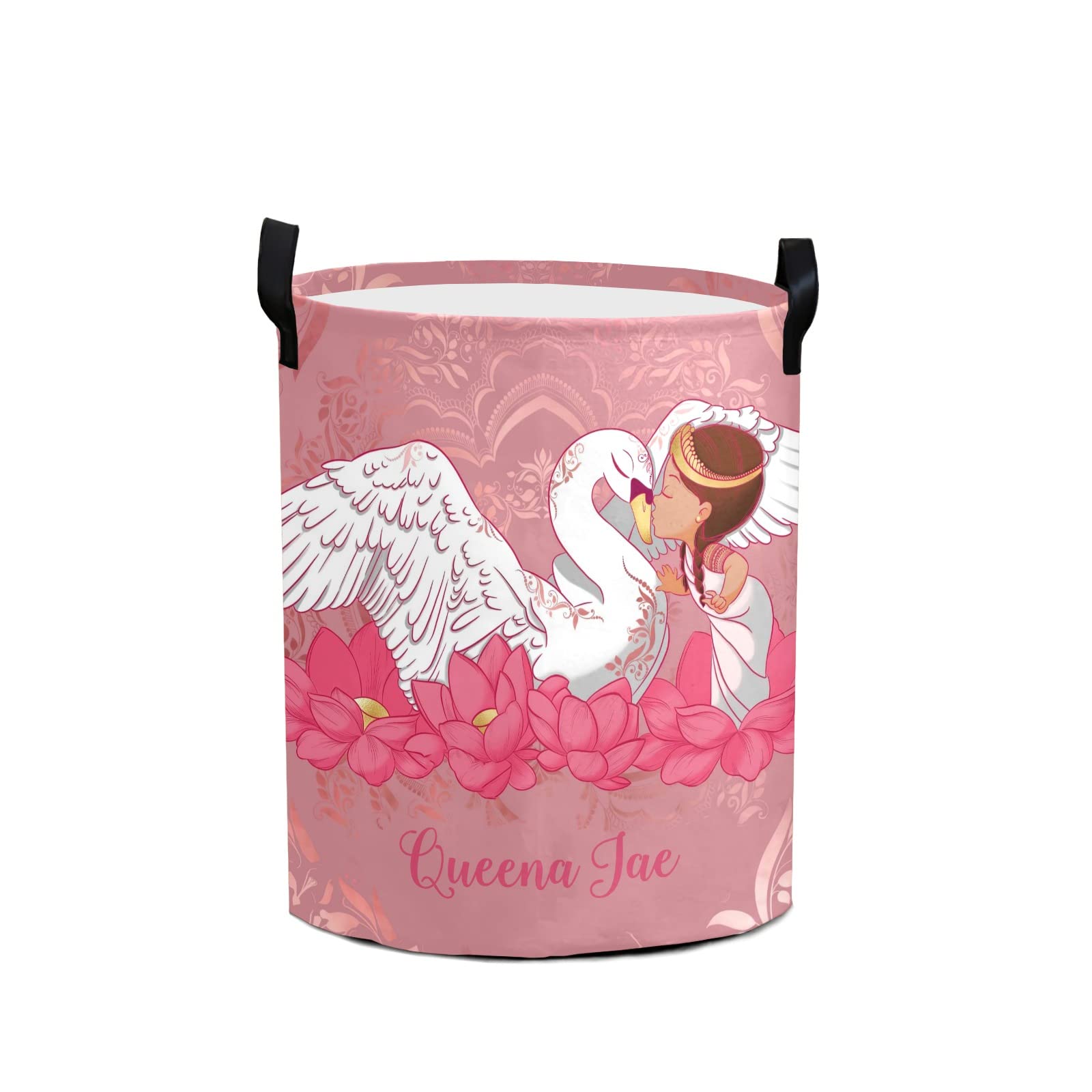 Waterproof Swan Tribal Girl Storage Bin - Oxford Fabric Laundry Hamper, Toy Organizer & Gift Basket for Bedroom, Nursery, Closet - Perfect for Baby Clothes, Toys & Home Organization
