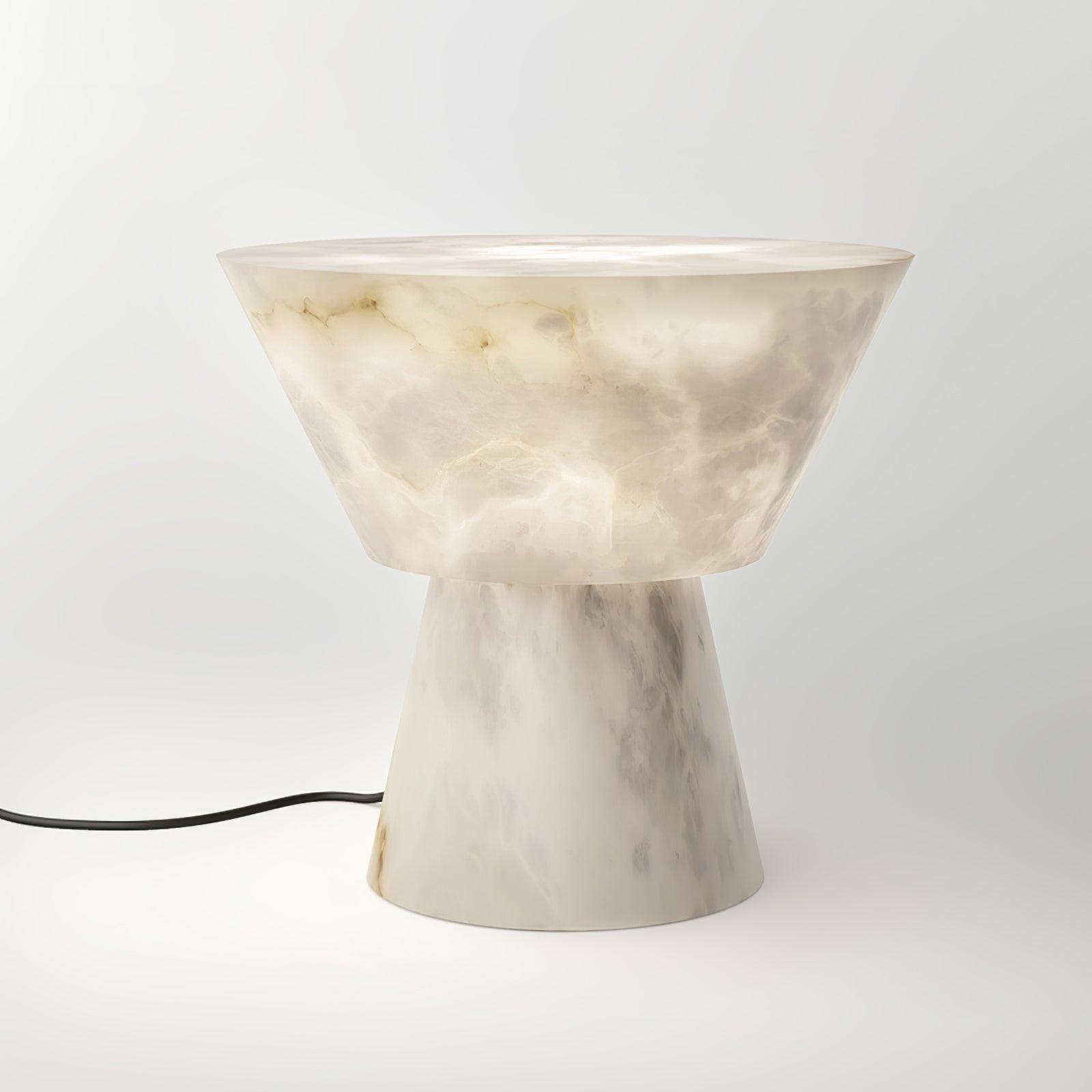 Elegant Beta Marble Table Lamp - Modern Home & Office Decor Lighting for Bedroom, Living Room, Study - Warm White LED Light with USB Port