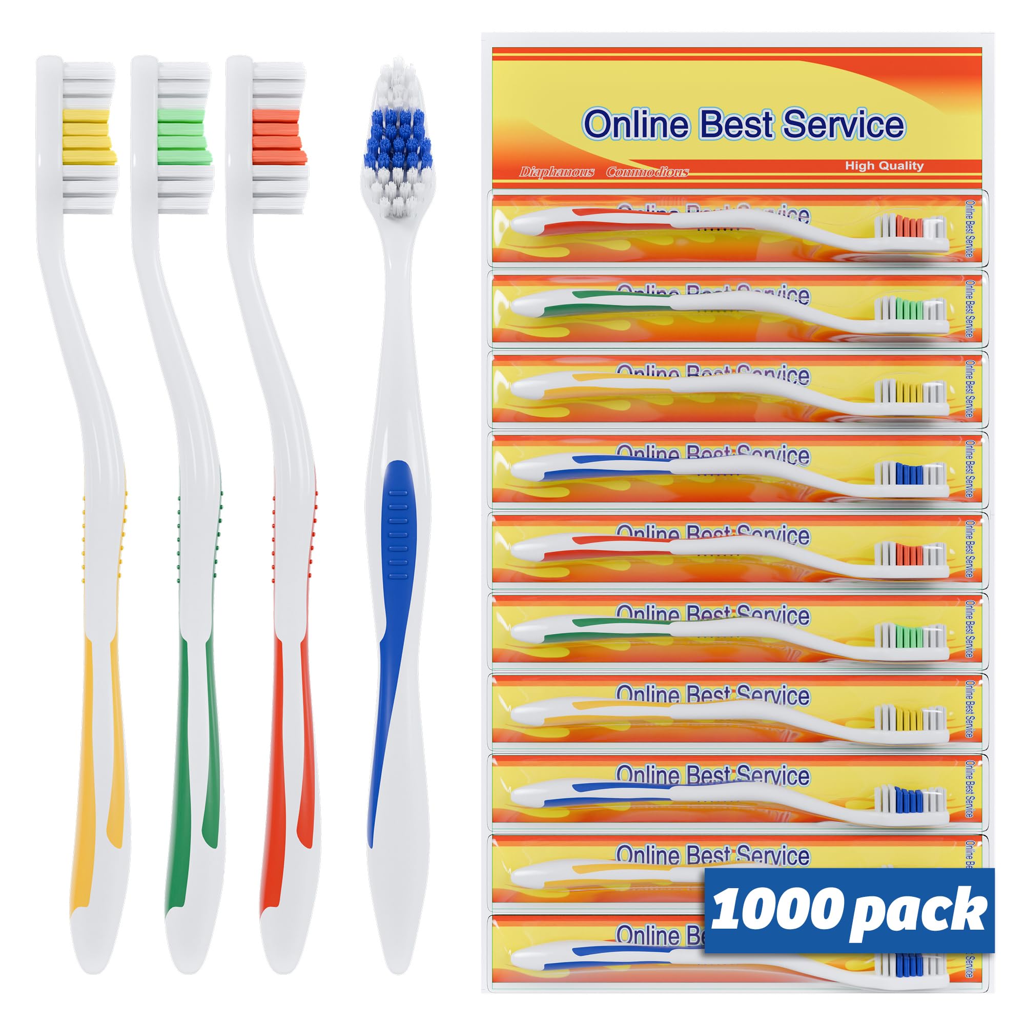 1000 Pack Individually Wrapped Soft Bristle Toothbrushes - Standard Medium Softness for Home, Travel & Dental Offices (Bulk Toothbrushes for Family, Hotels & Healthcare Facilities)