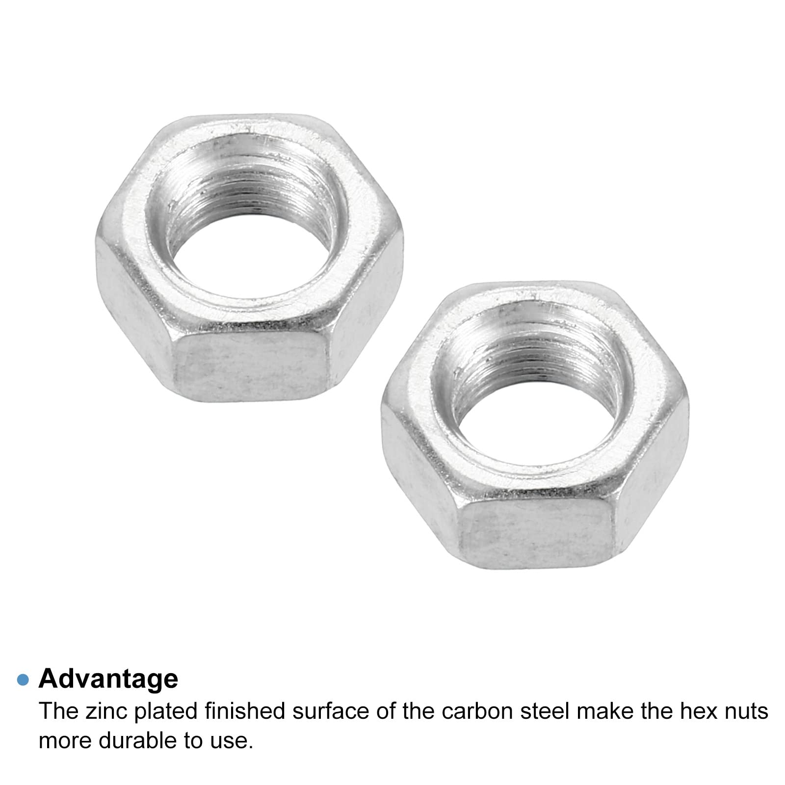 PATIKIL M8 x 1.0 Steel Hex Nuts - 30 Pack Metric Thread Zinc Plated Fasteners (6mm Height) - Ideal for Automotive, Machinery & DIY Projects