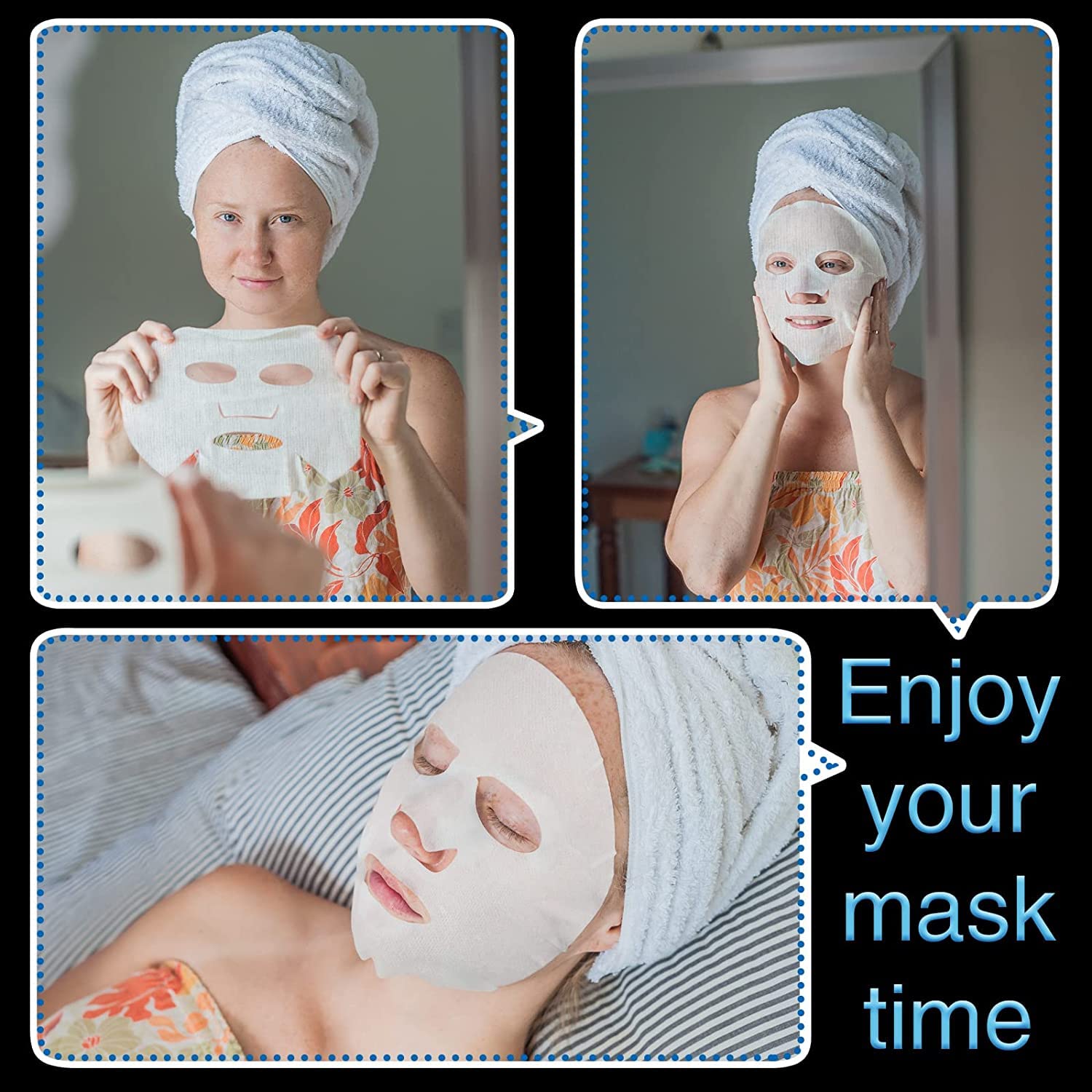 20Pcs Cotton Facial Sheet Mask Set - Deep Cleansing, Pore Minimizing, DIY Spa Treatment for Glowing Skin | At-Home Facial, Self-Care Routine, Beauty Salon Treatment